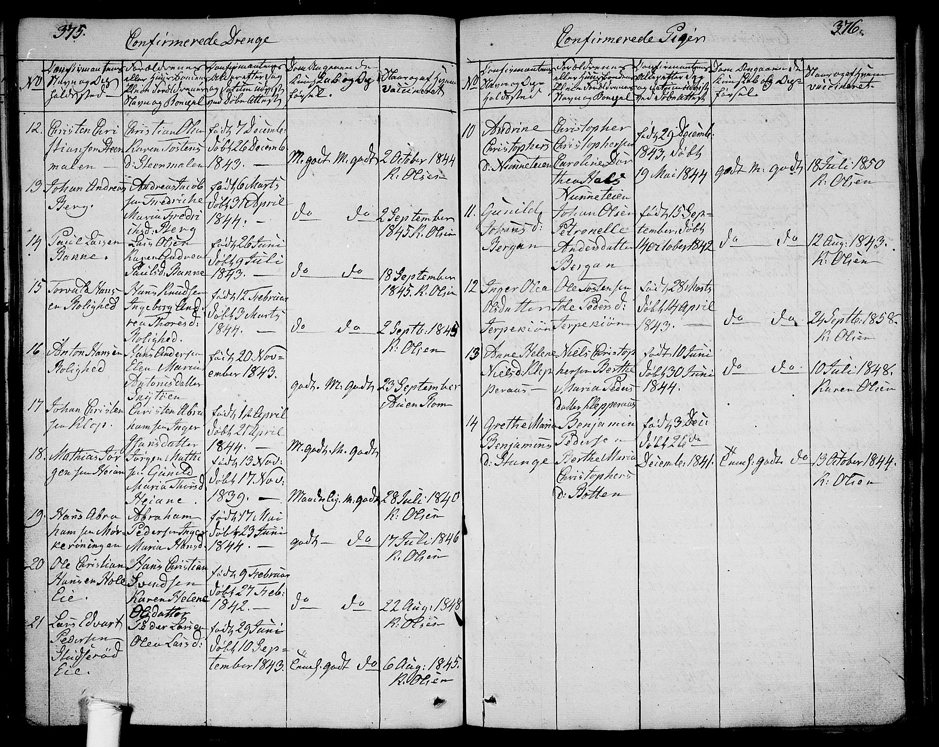 Ramnes kirkebøker, SAKO/A-314/G/Ga/L0002: Parish register (copy) no. I 2, 1848-1870, p. 375-376