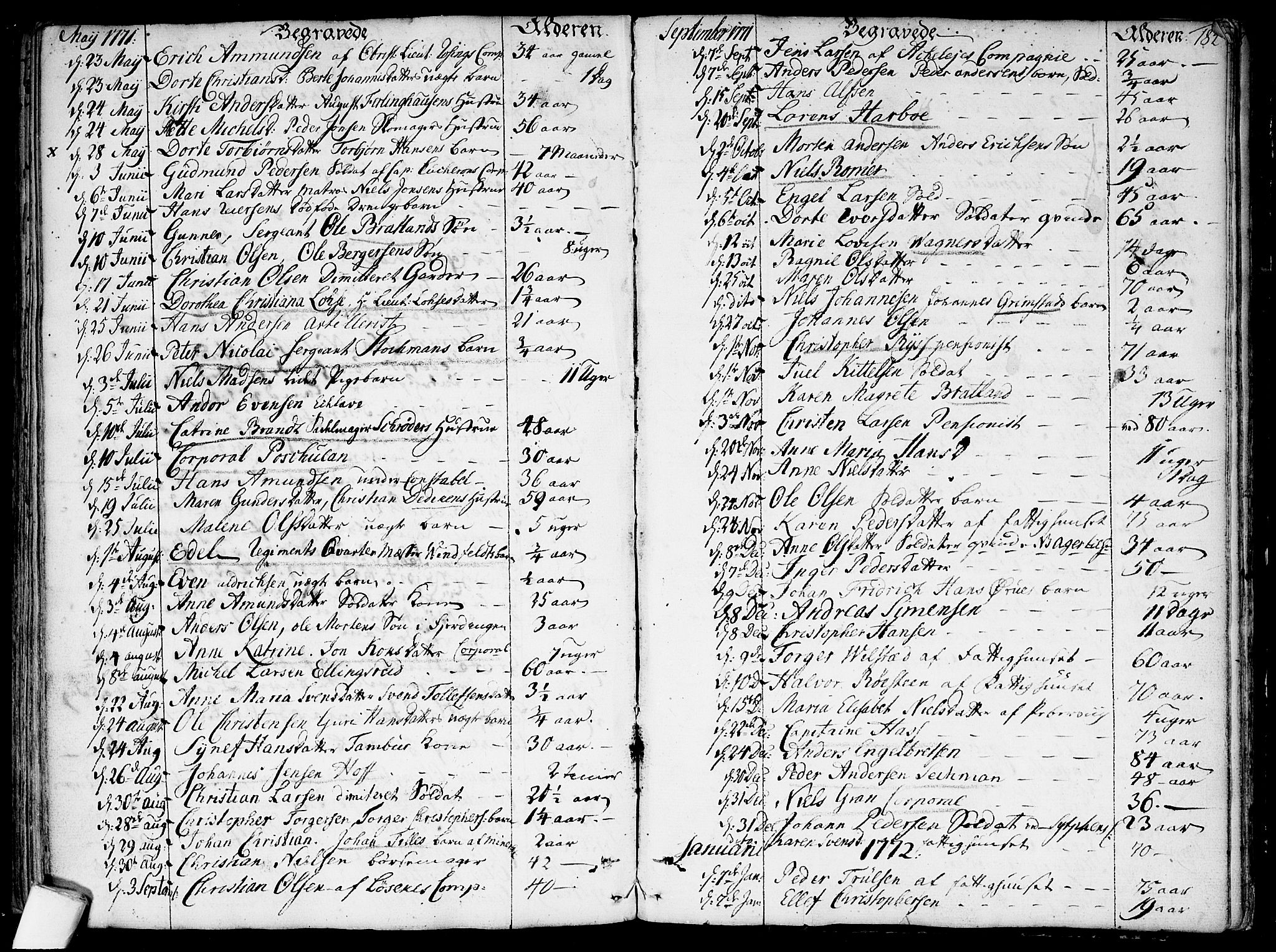 Garnisonsmenigheten Kirkebøker, SAO/A-10846/F/Fa/L0002: Parish register (official) no. 2, 1757-1776, p. 184