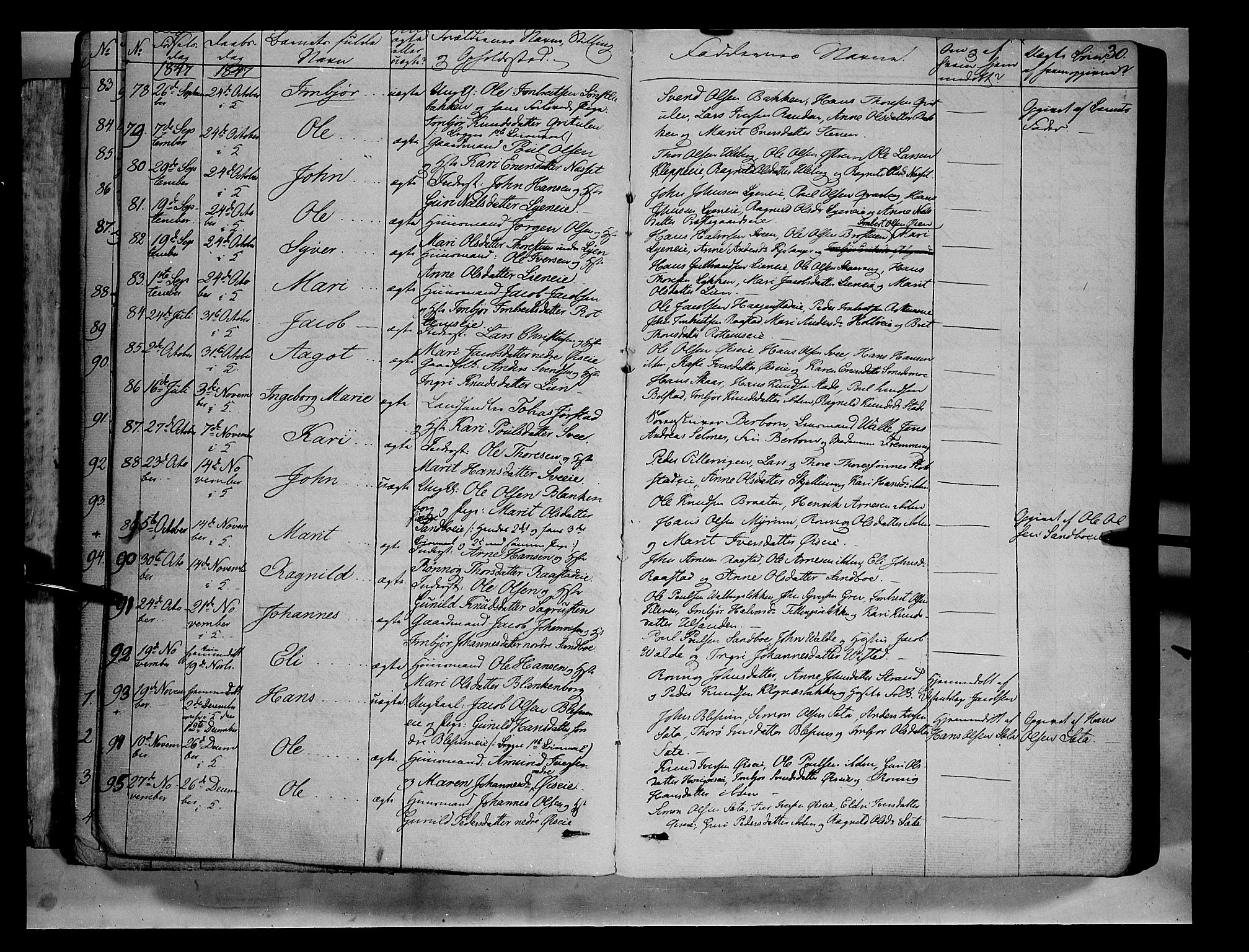 Vågå prestekontor, SAH/PREST-076/H/Ha/Haa/L0005: Parish register (official) no. 5 /1, 1842-1856, p. 30