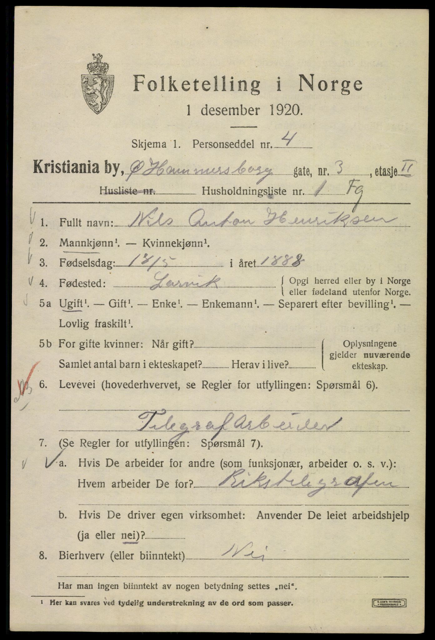 SAO, 1920 census for Kristiania, 1920, p. 657923