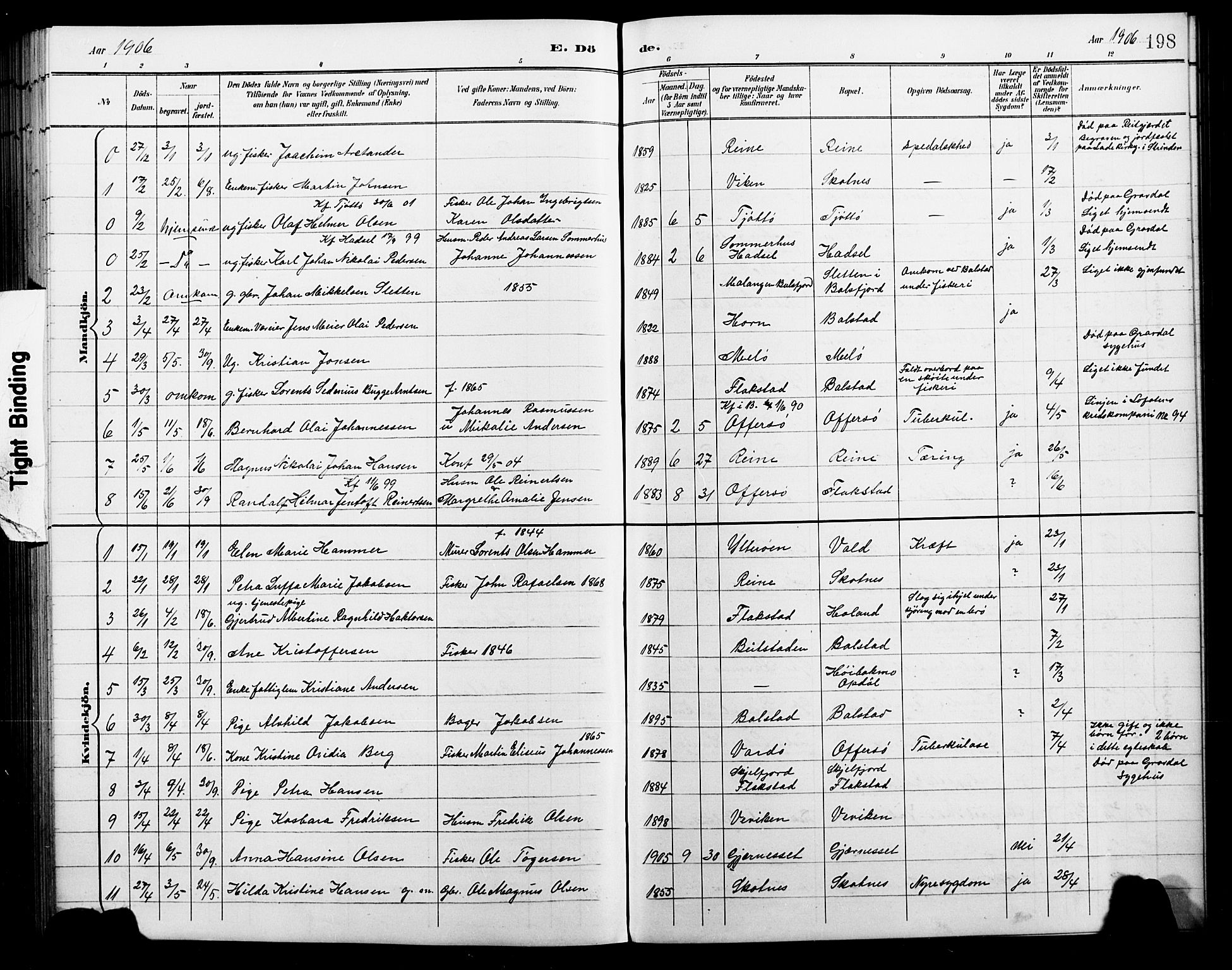 Ministerialprotokoller, klokkerbøker og fødselsregistre - Nordland, AV/SAT-A-1459/881/L1168: Parish register (copy) no. 881C05, 1900-1911, p. 198