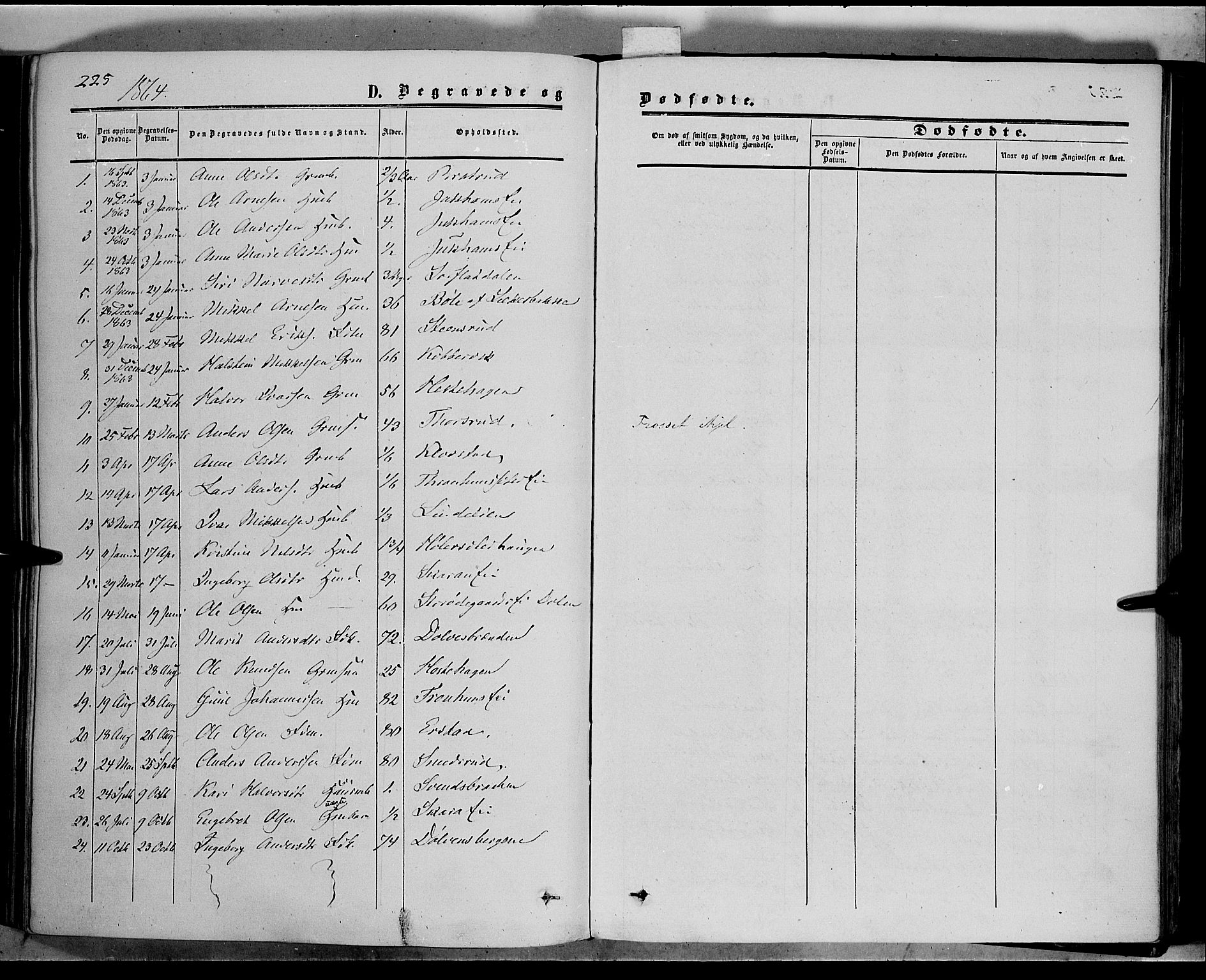 Sør-Aurdal prestekontor, SAH/PREST-128/H/Ha/Haa/L0005: Parish register (official) no. 5, 1849-1876, p. 225