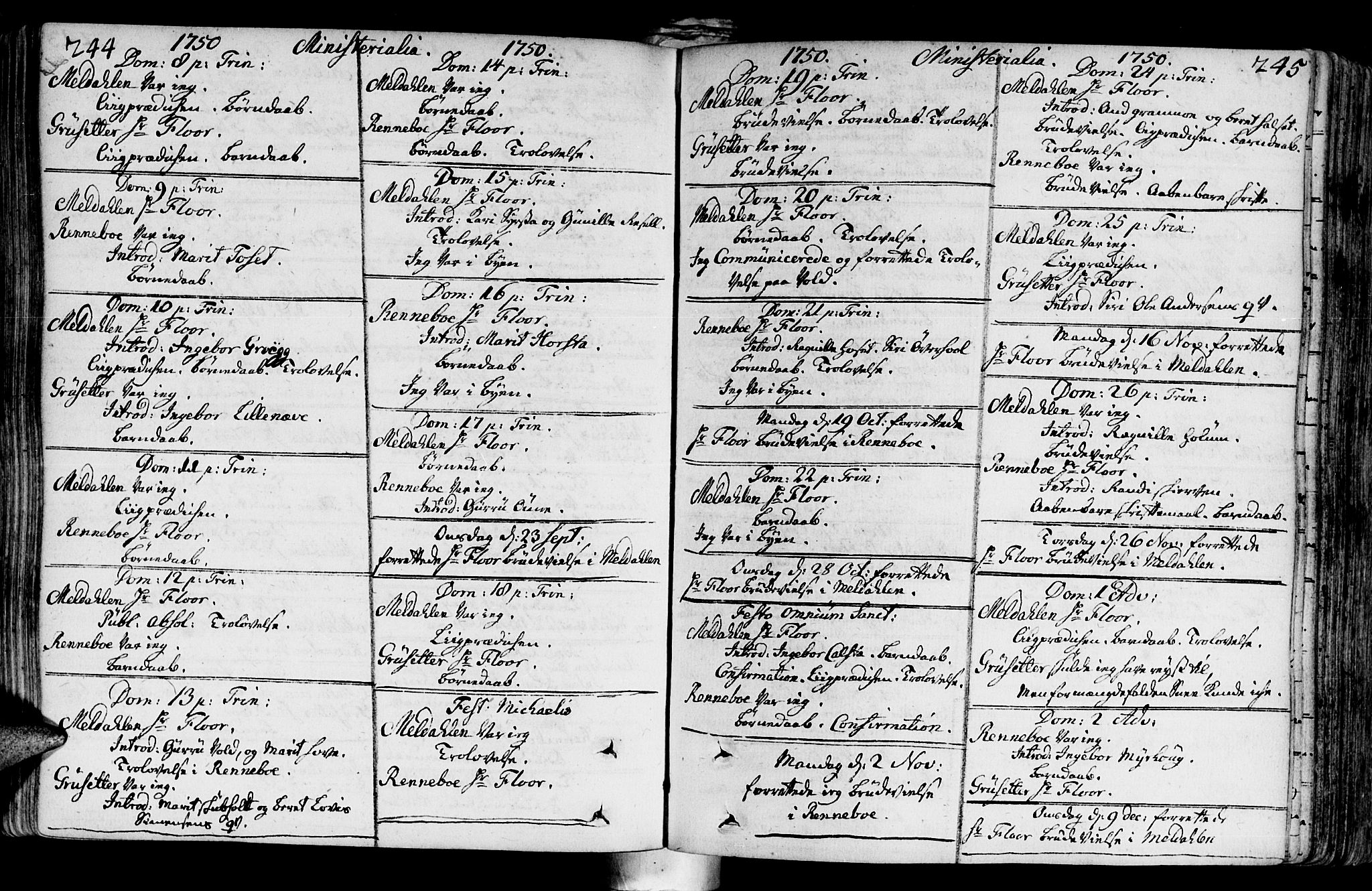 Ministerialprotokoller, klokkerbøker og fødselsregistre - Sør-Trøndelag, SAT/A-1456/672/L0850: Parish register (official) no. 672A03, 1725-1751, p. 244-245