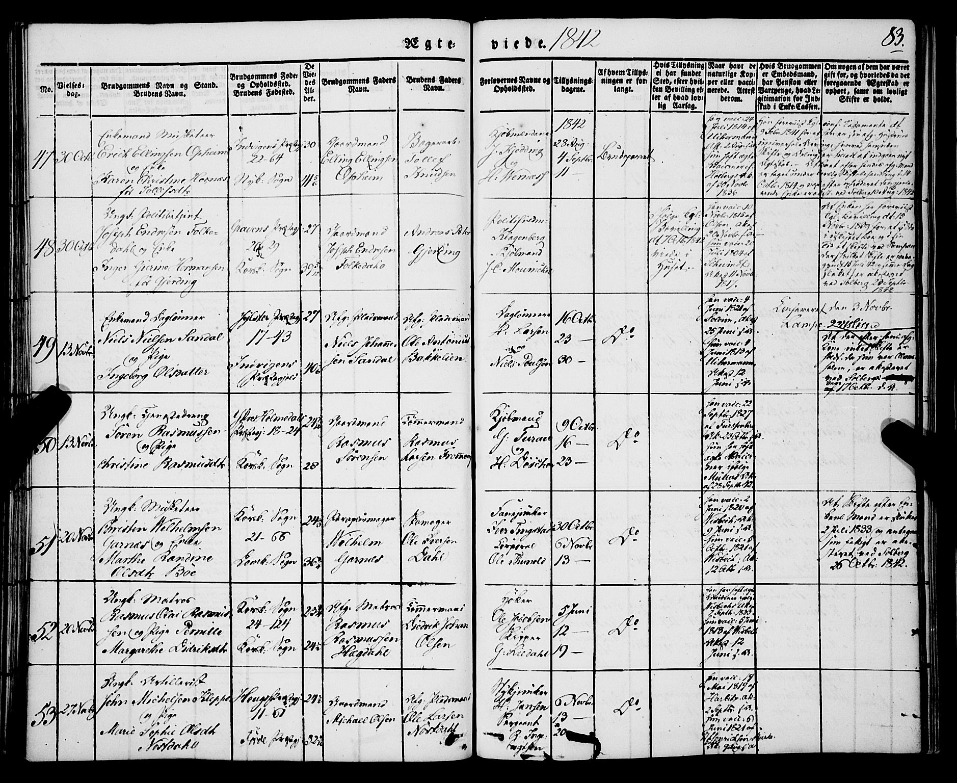 Korskirken sokneprestembete, AV/SAB-A-76101/H/Haa/L0034: Parish register (official) no. D 1, 1832-1852, p. 83