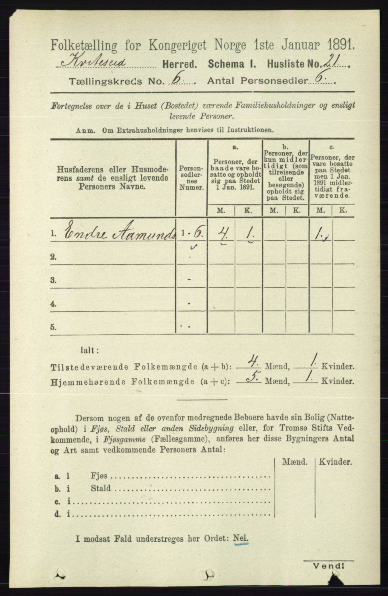 RA, 1891 census for 0829 Kviteseid, 1891, p. 1160