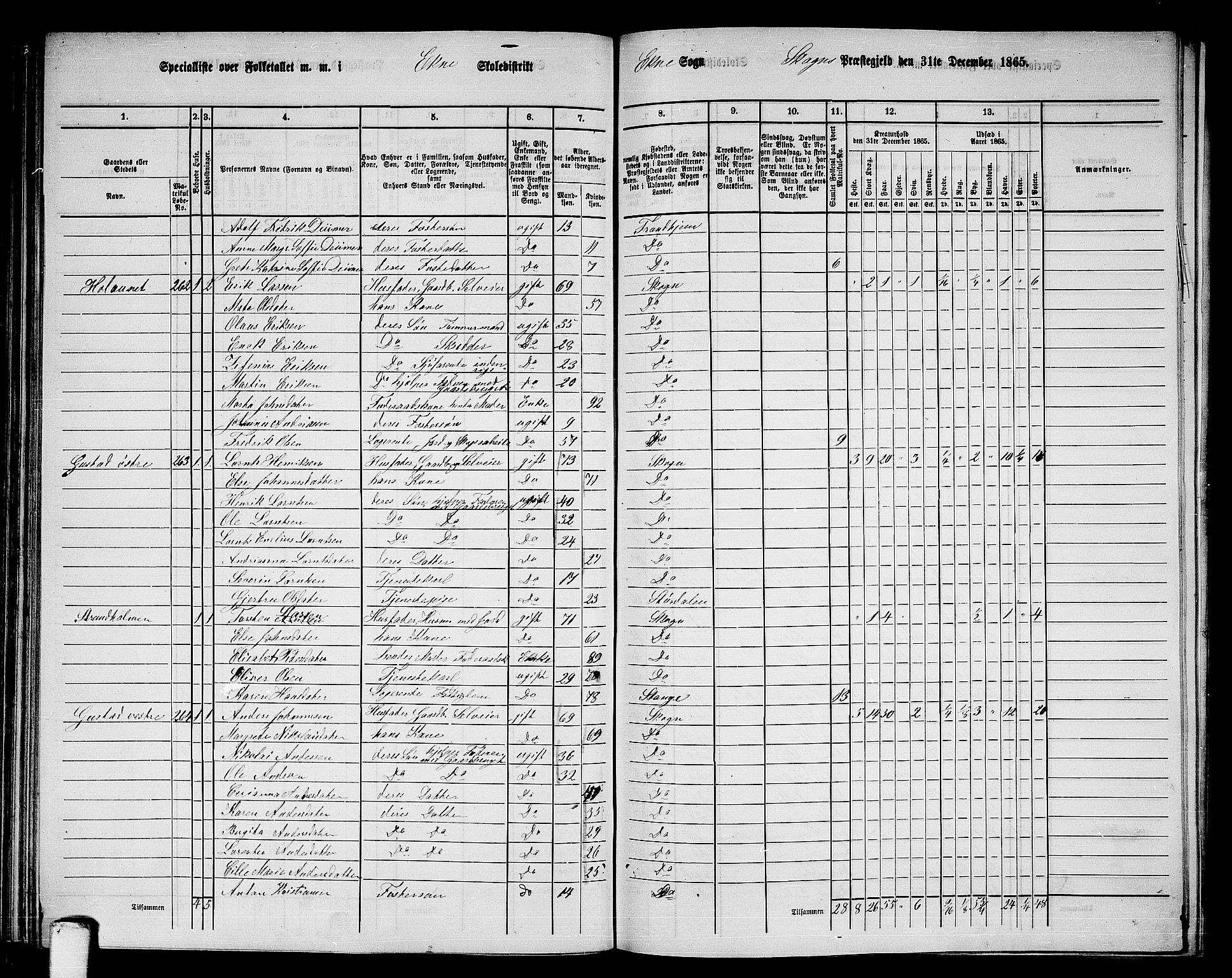 RA, 1865 census for Skogn, 1865, p. 140