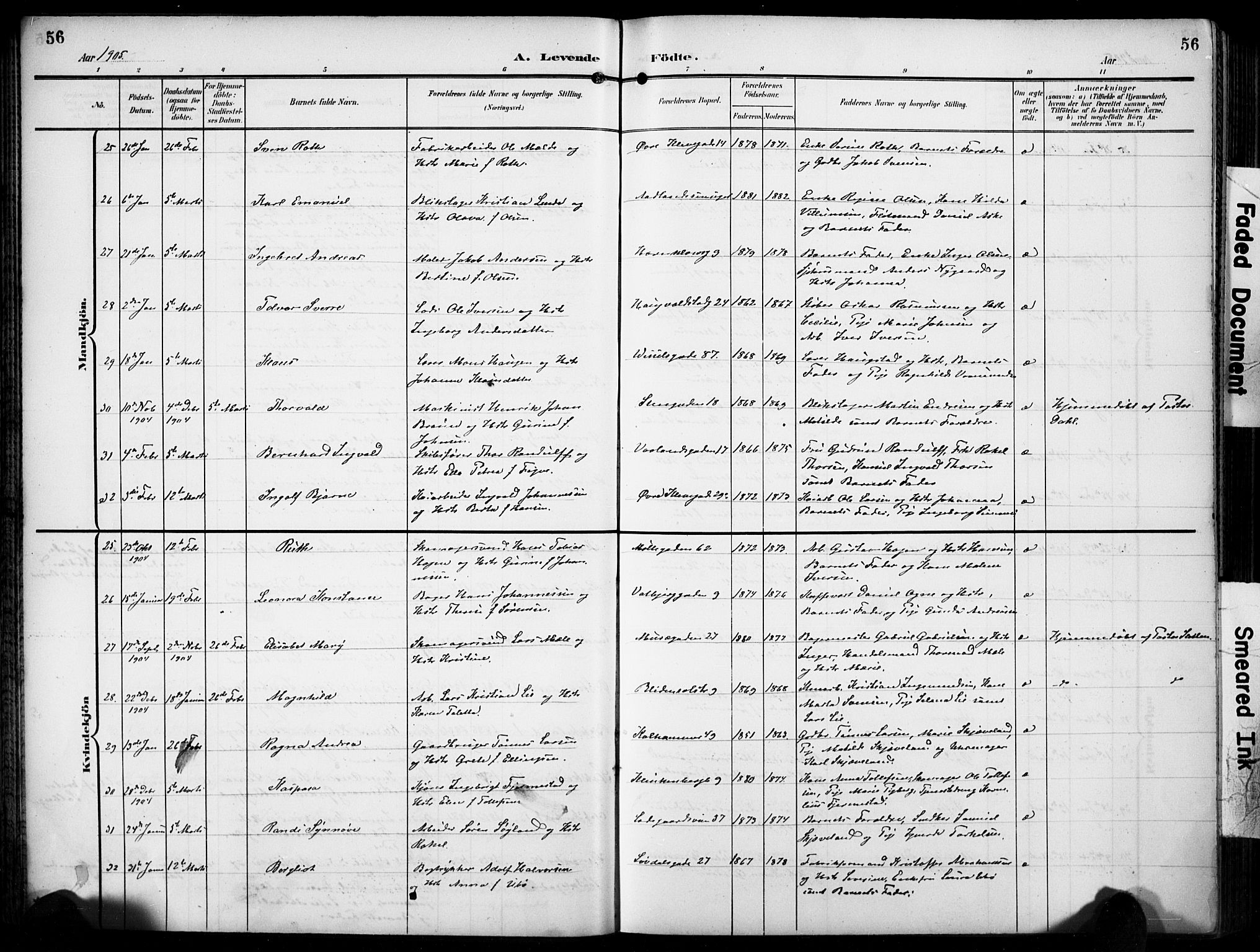 Domkirken sokneprestkontor, AV/SAST-A-101812/001/30/30BB/L0018: Parish register (copy) no. B 18, 1903-1915, p. 56