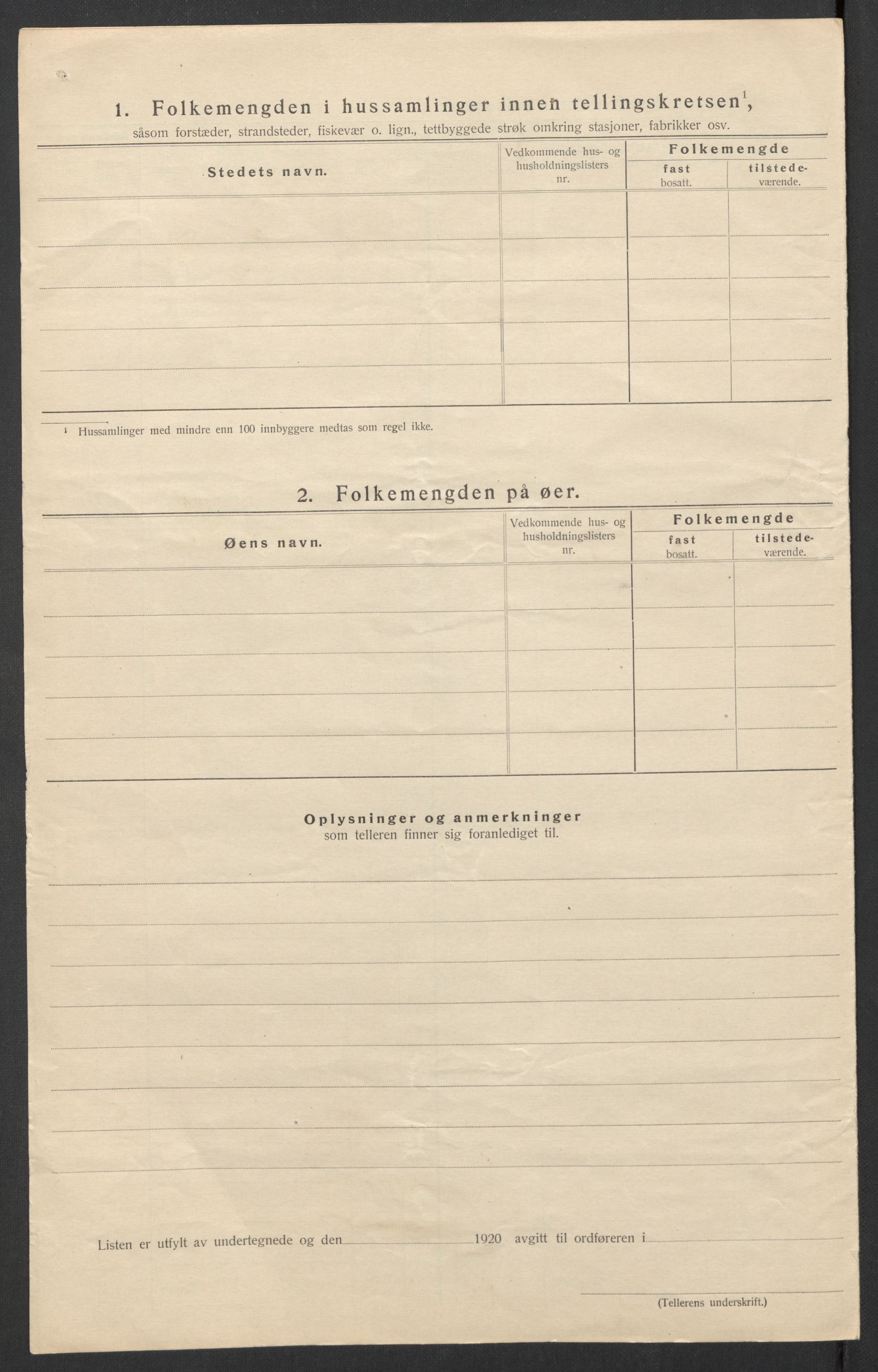 SAT, 1920 census for Agdenes, 1920, p. 20