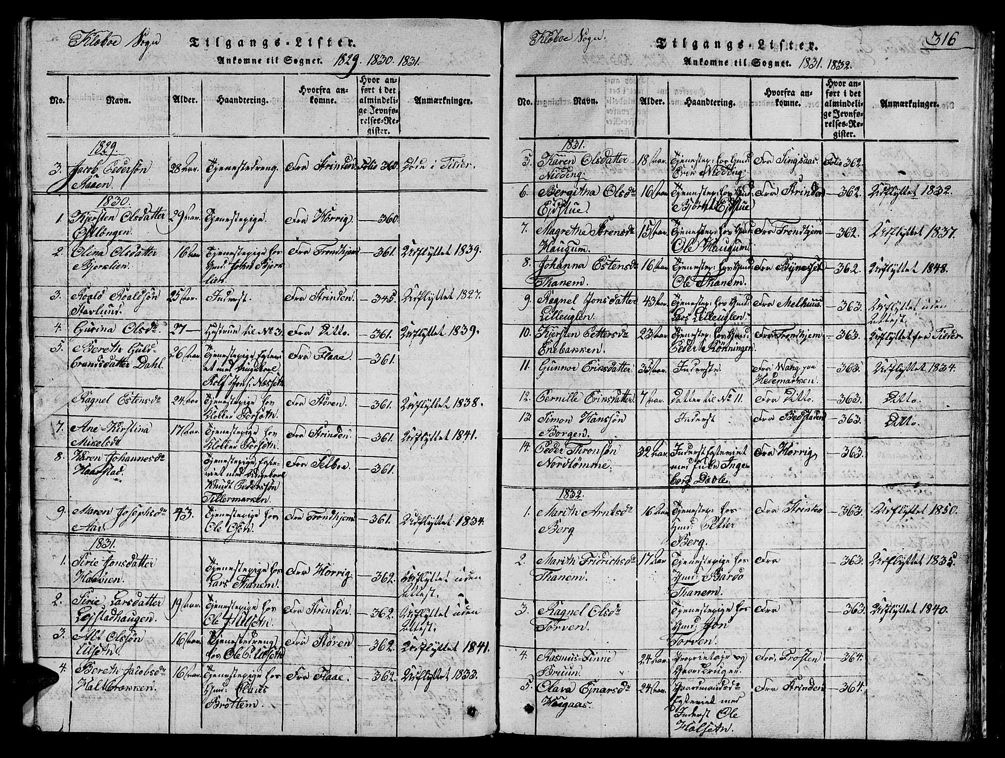 Ministerialprotokoller, klokkerbøker og fødselsregistre - Sør-Trøndelag, SAT/A-1456/618/L0450: Parish register (copy) no. 618C01, 1816-1865, p. 316