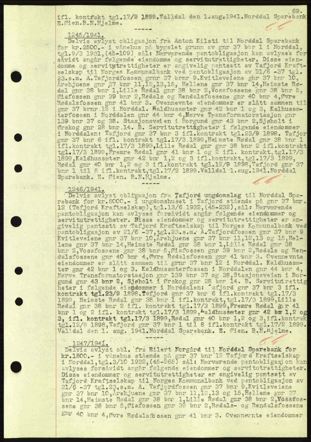 Nordre Sunnmøre sorenskriveri, SAT/A-0006/1/2/2C/2Ca: Mortgage book no. B1-6, 1938-1942, Diary no: : 1245/1941