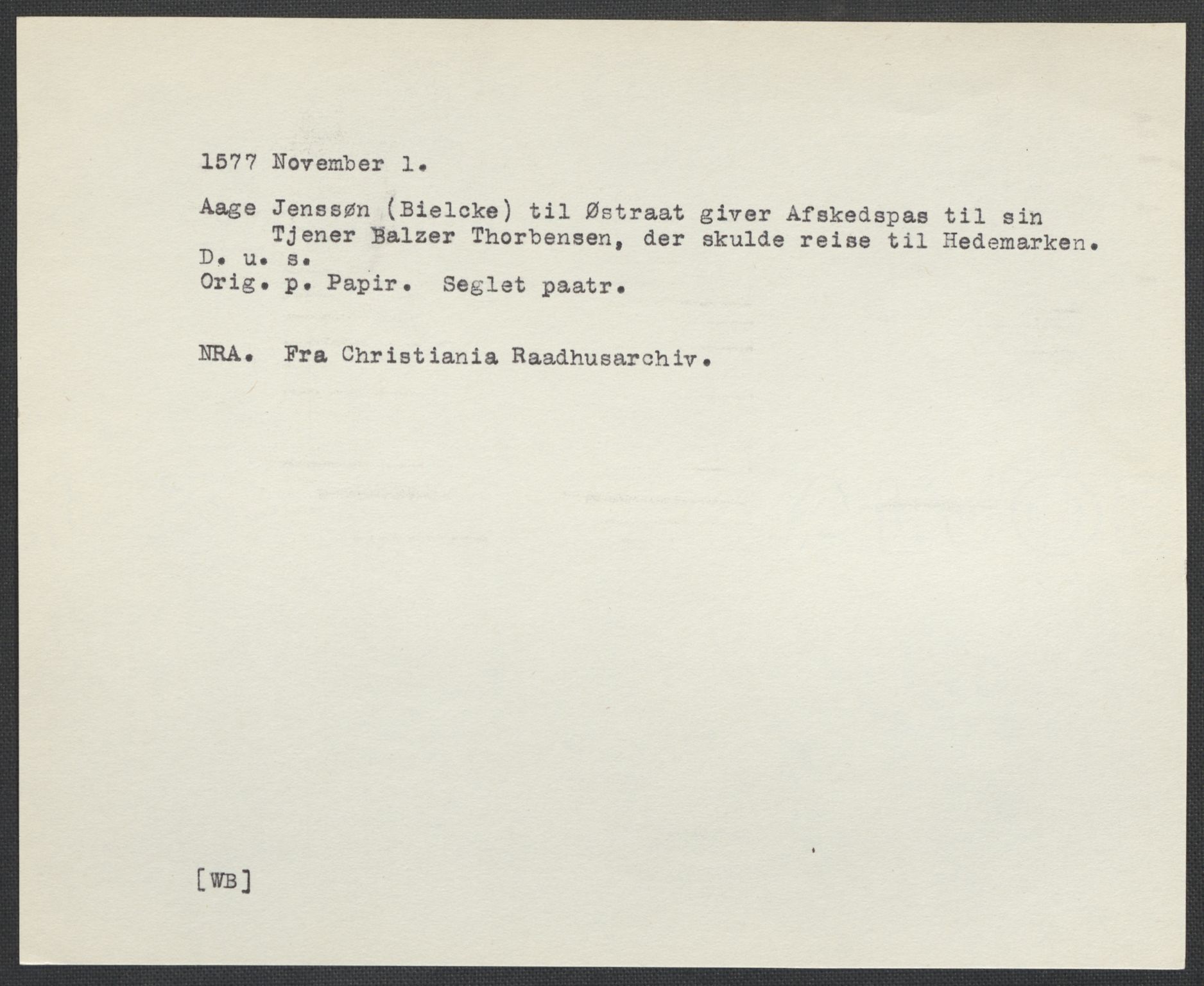 Riksarkivets diplomsamling, AV/RA-EA-5965/F02/L0079: Dokumenter, 1576-1577, p. 83