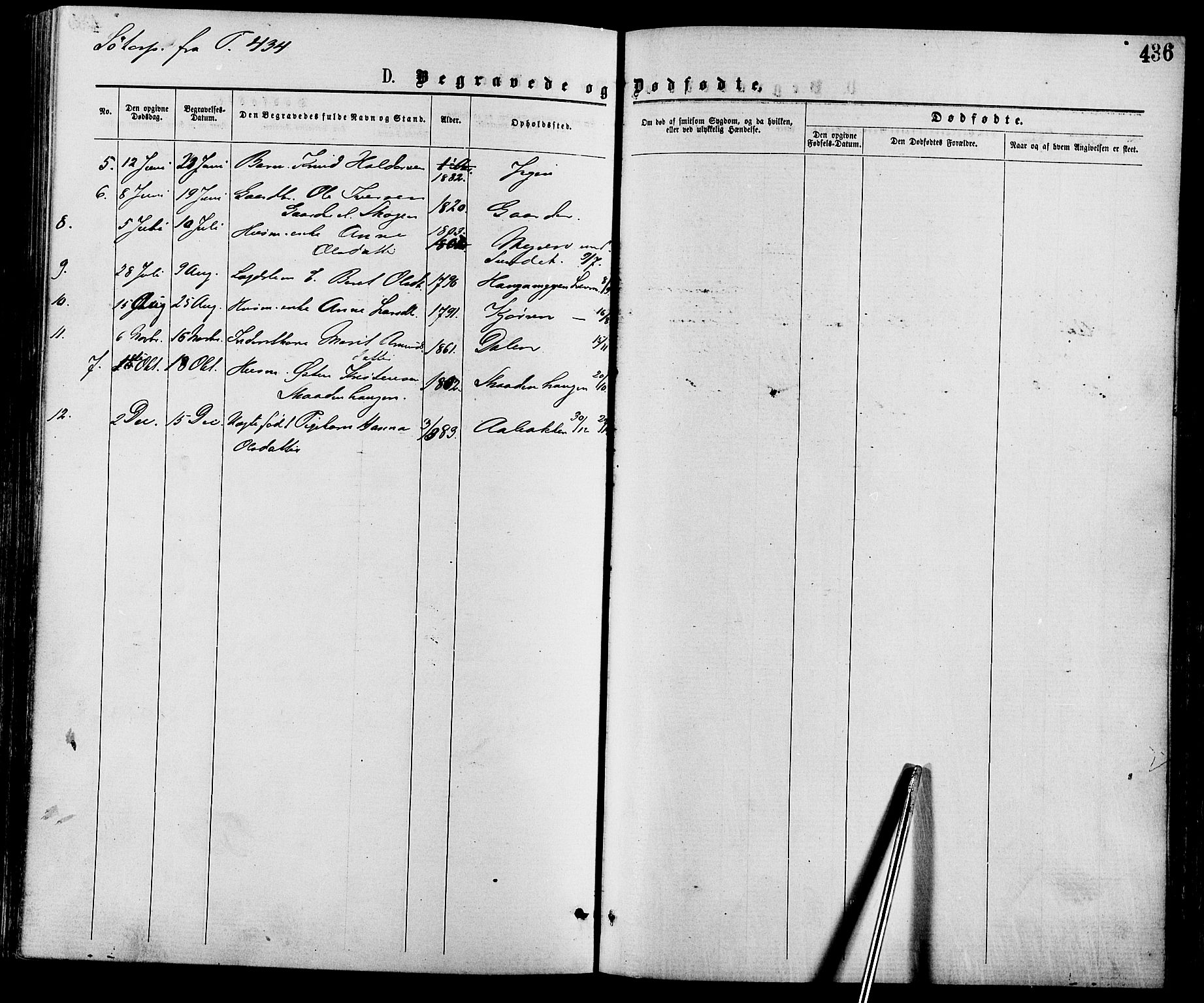 Nord-Fron prestekontor, SAH/PREST-080/H/Ha/Haa/L0002: Parish register (official) no. 2, 1865-1883, p. 436