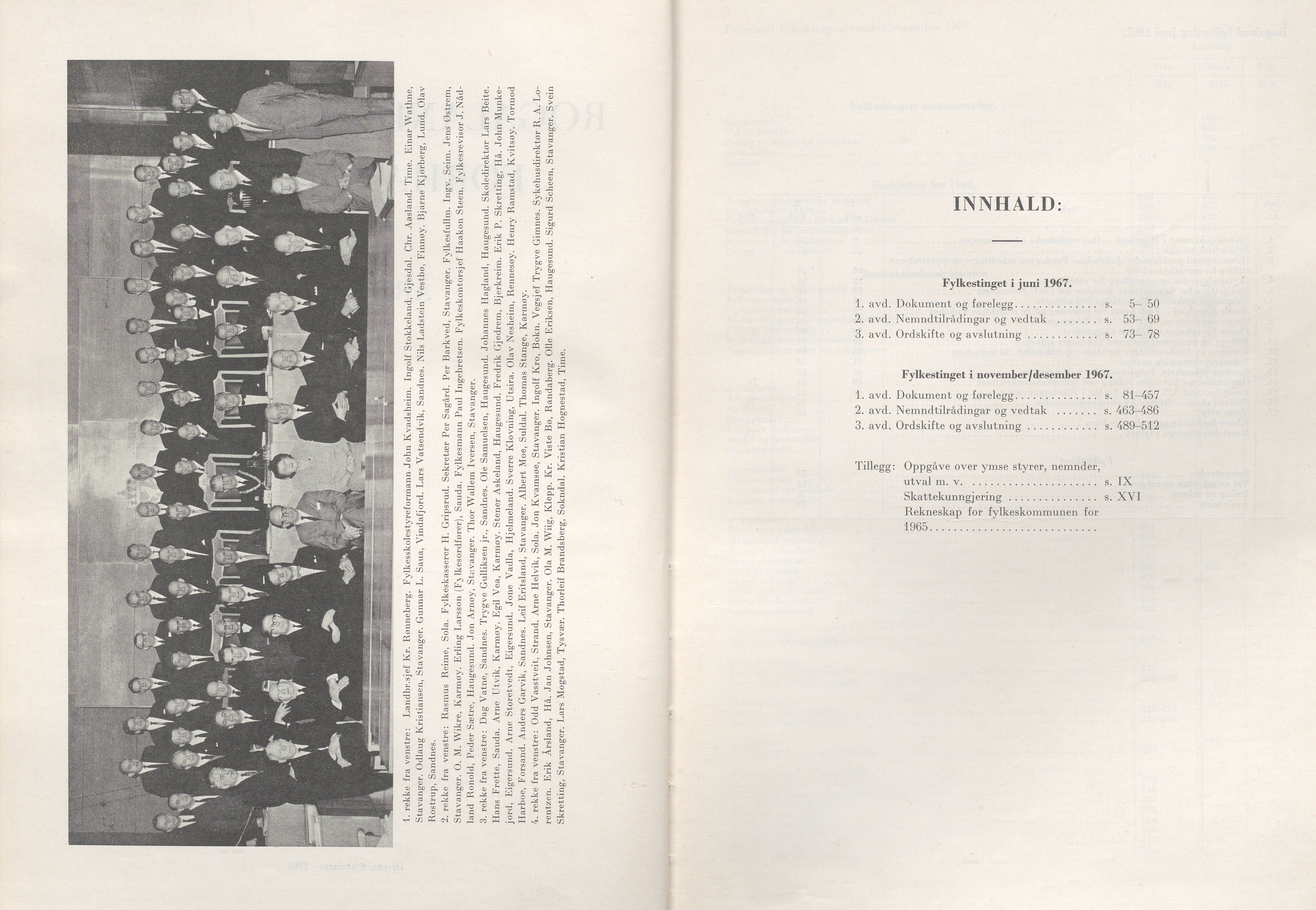 Rogaland fylkeskommune - Fylkesrådmannen , IKAR/A-900/A/Aa/Aaa/L0087: Møtebok , 1967