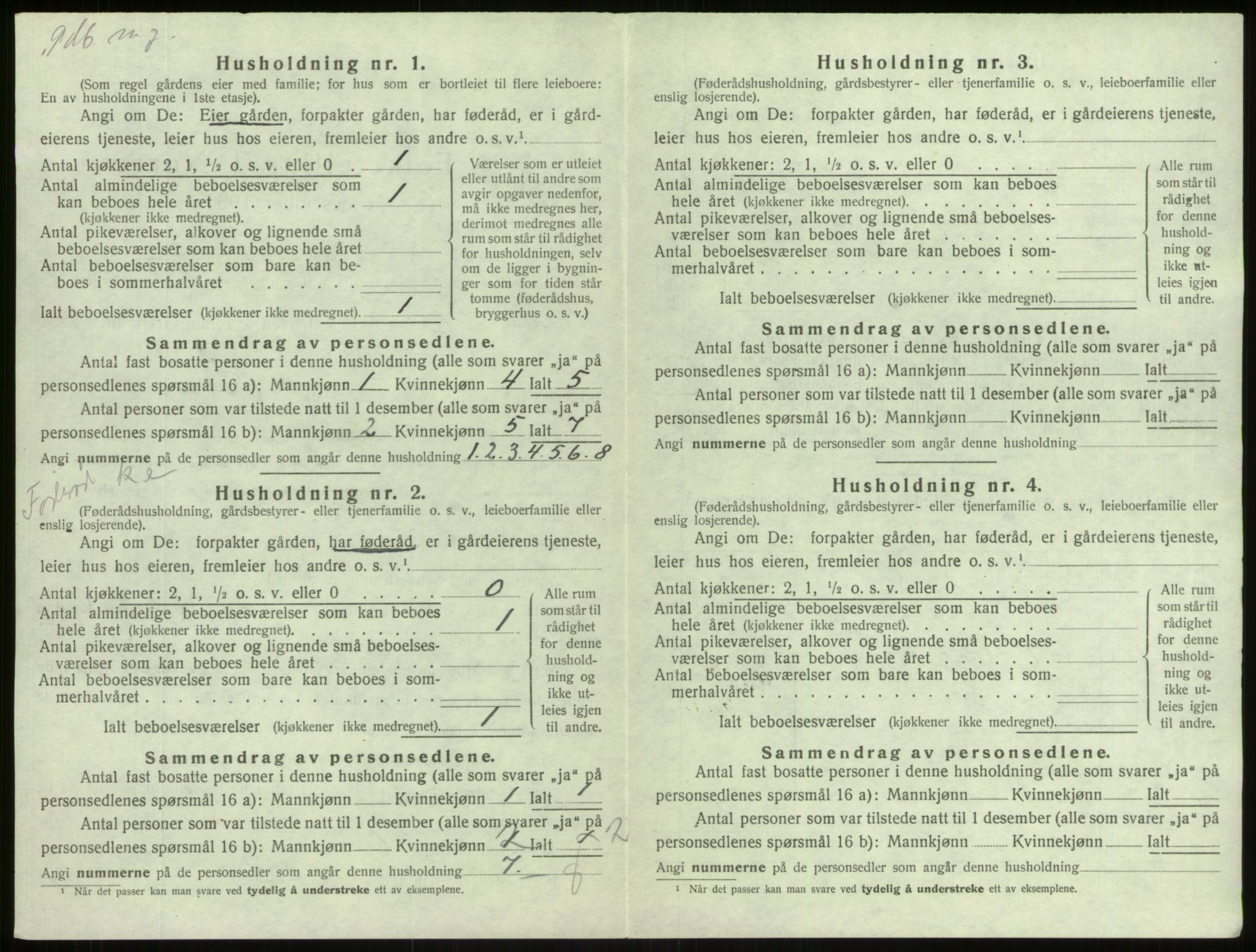 SAB, 1920 census for Årdal, 1920, p. 344