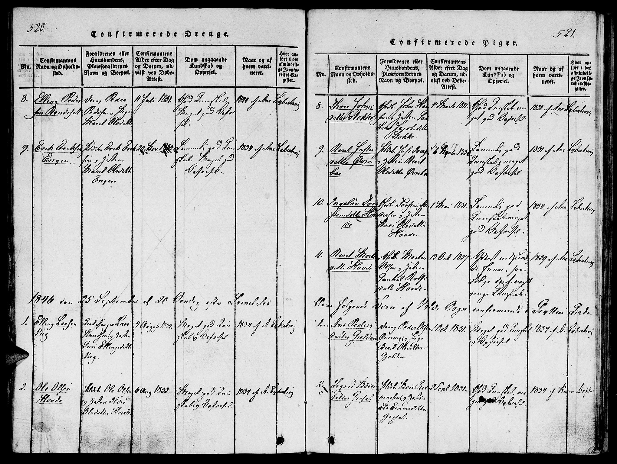 Ministerialprotokoller, klokkerbøker og fødselsregistre - Møre og Romsdal, AV/SAT-A-1454/543/L0561: Parish register (official) no. 543A01, 1818-1853, p. 520-521