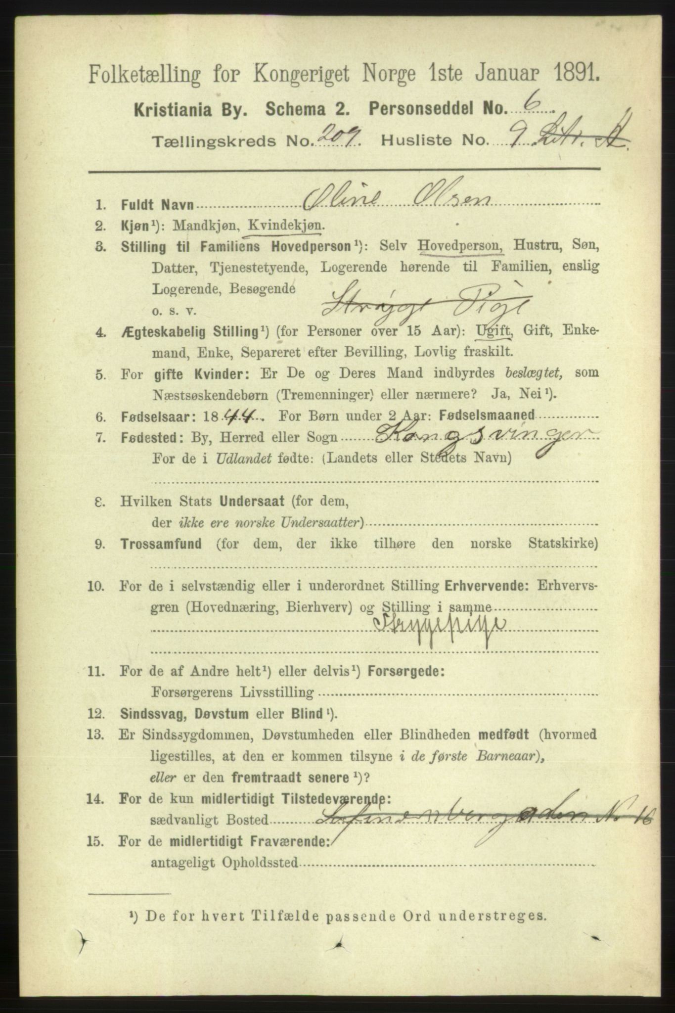 RA, 1891 census for 0301 Kristiania, 1891, p. 125294