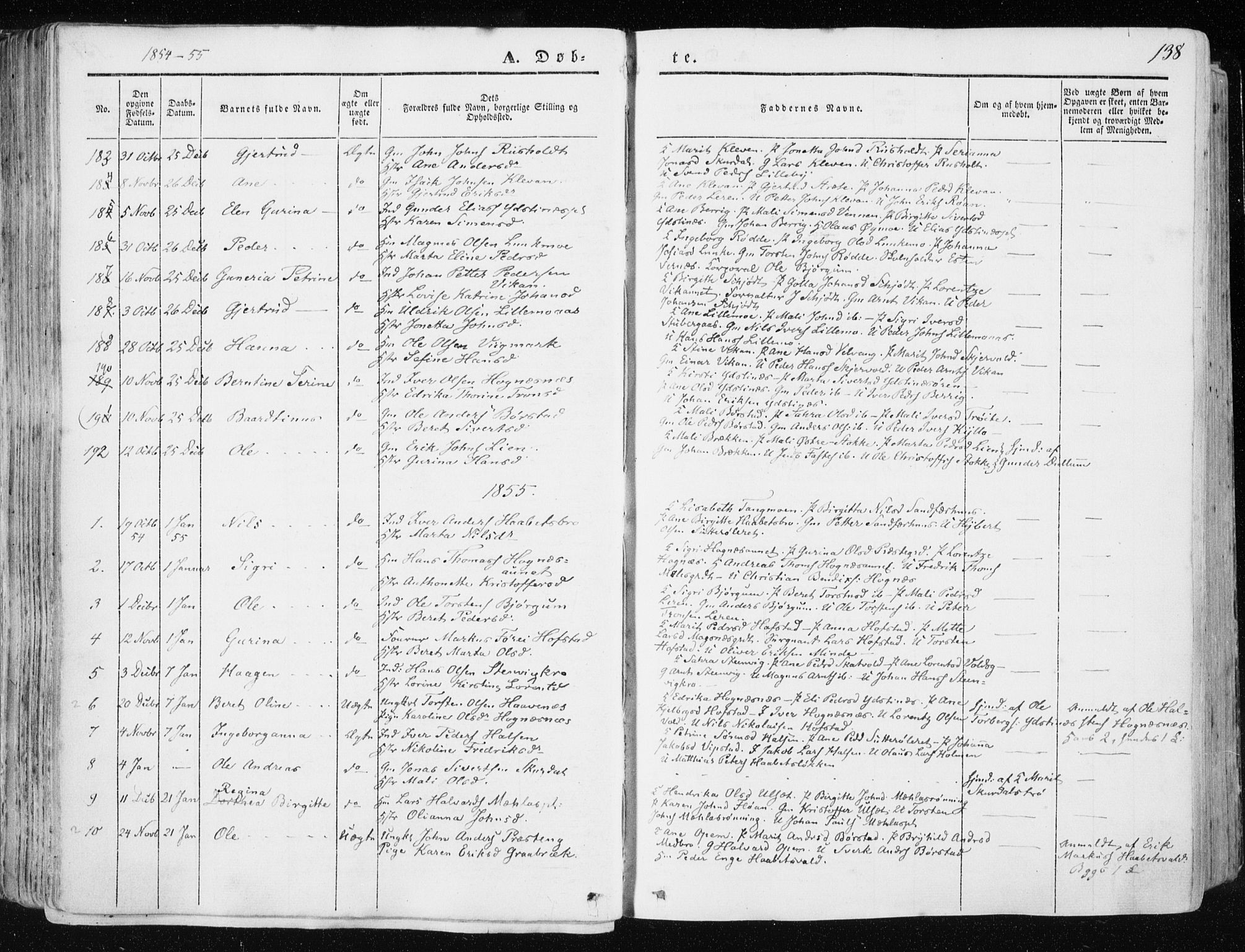Ministerialprotokoller, klokkerbøker og fødselsregistre - Nord-Trøndelag, SAT/A-1458/709/L0074: Parish register (official) no. 709A14, 1845-1858, p. 138