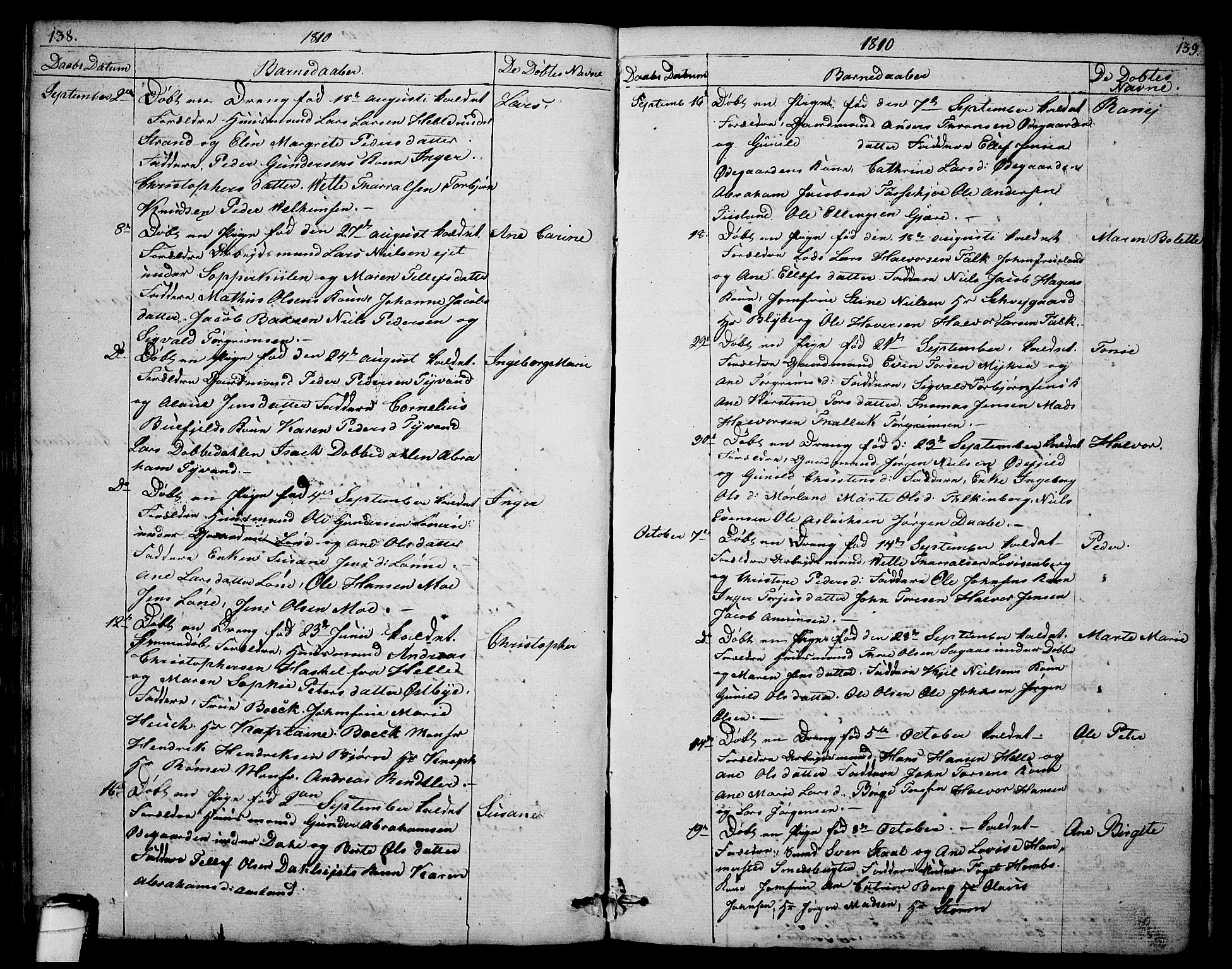 Sannidal kirkebøker, AV/SAKO-A-296/F/Fa/L0003: Parish register (official) no. 3, 1803-1813, p. 138-139