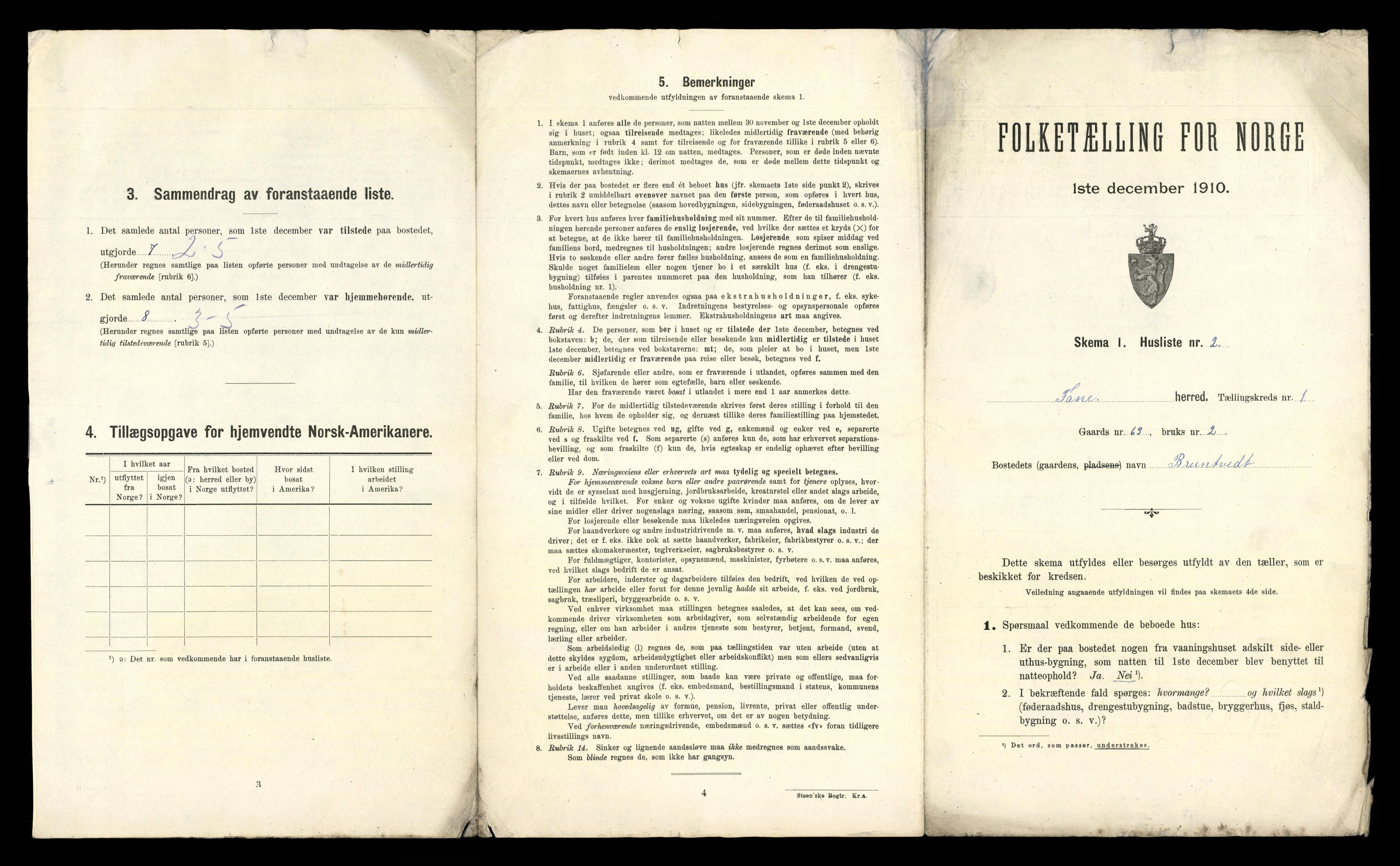 RA, 1910 census for Fana, 1910, p. 67