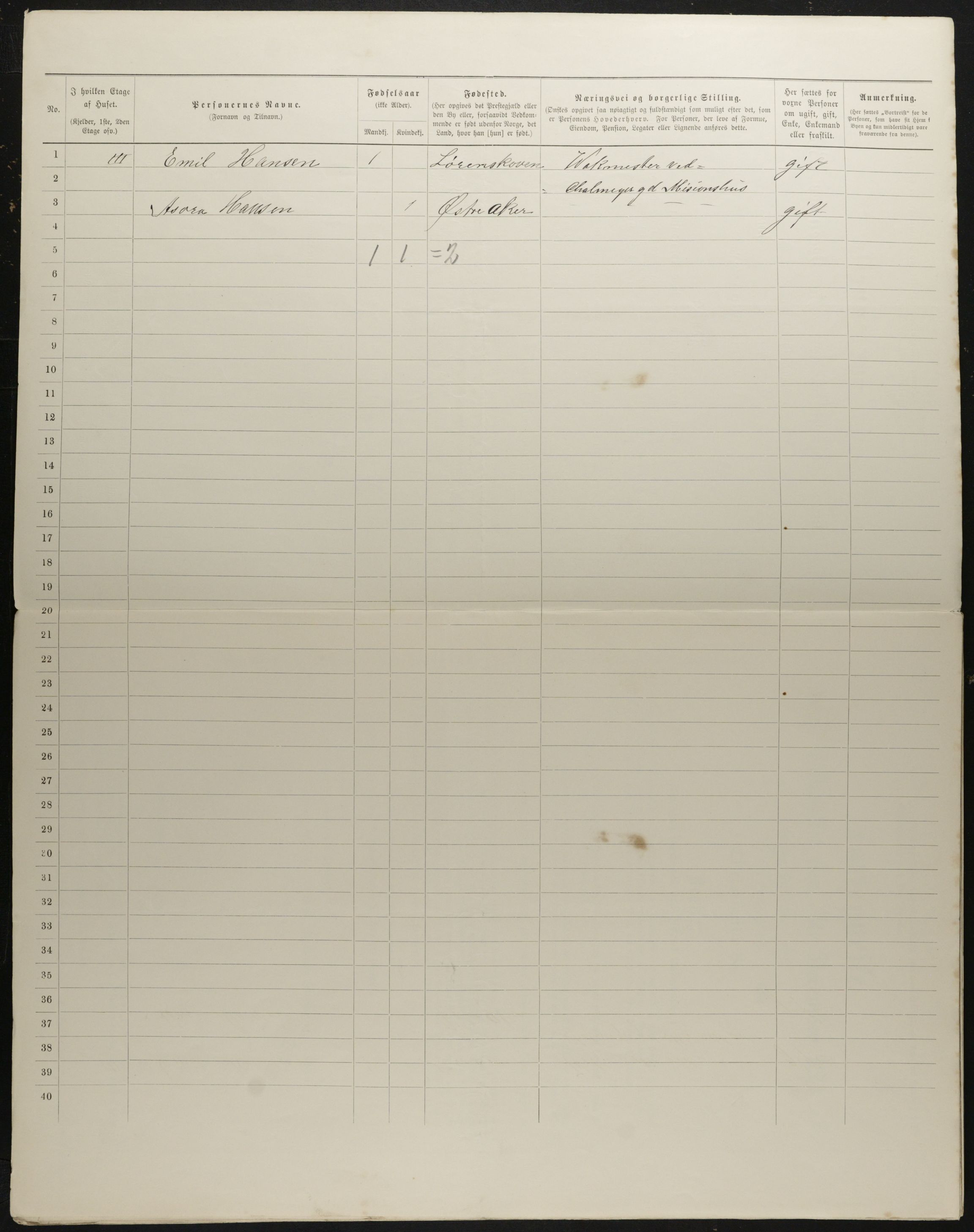 OBA, Municipal Census 1901 for Kristiania, 1901, p. 1865