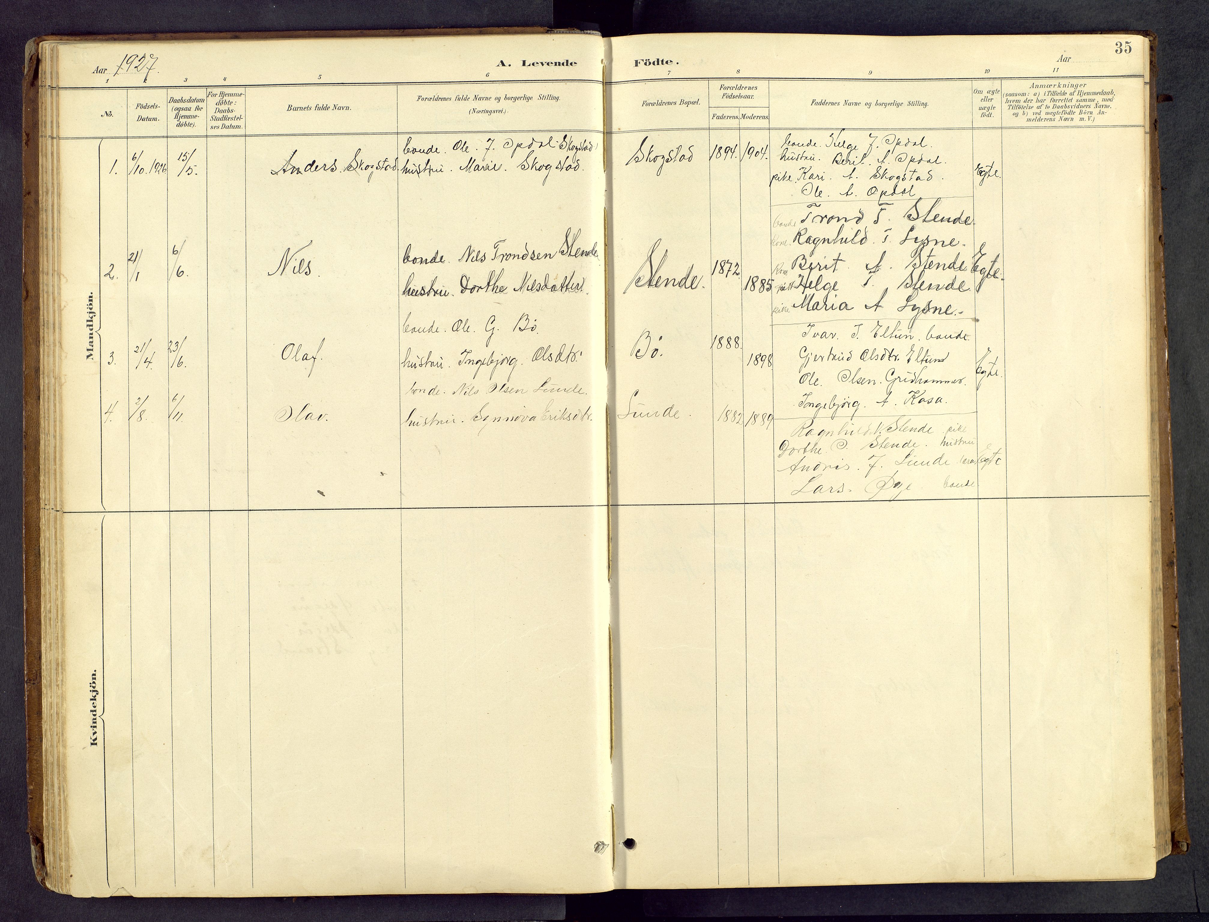 Vang prestekontor, Valdres, SAH/PREST-140/H/Hb/L0005: Parish register (copy) no. 5, 1889-1945, p. 35