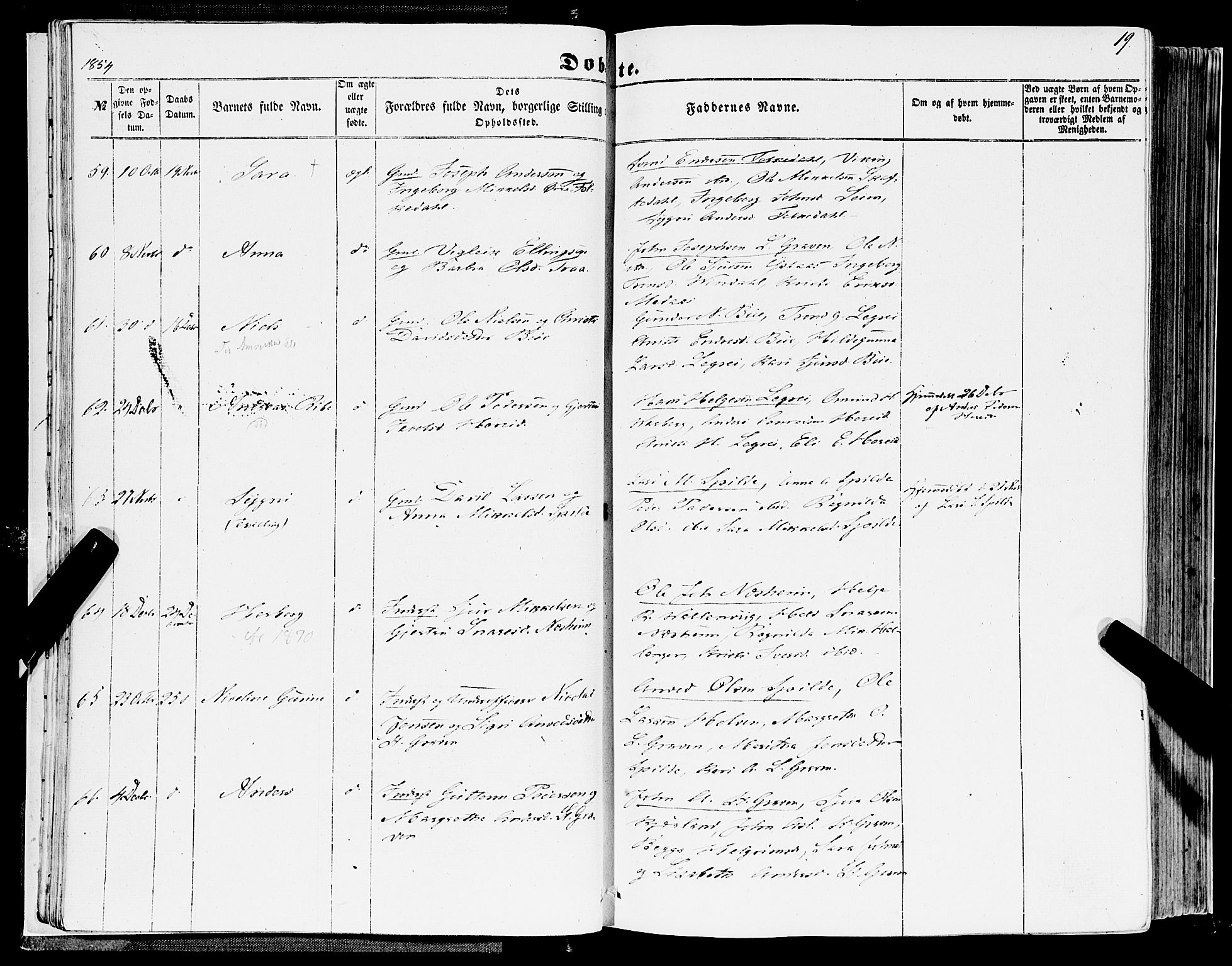 Ulvik sokneprestembete, AV/SAB-A-78801/H/Haa: Parish register (official) no. A 13, 1853-1863, p. 19