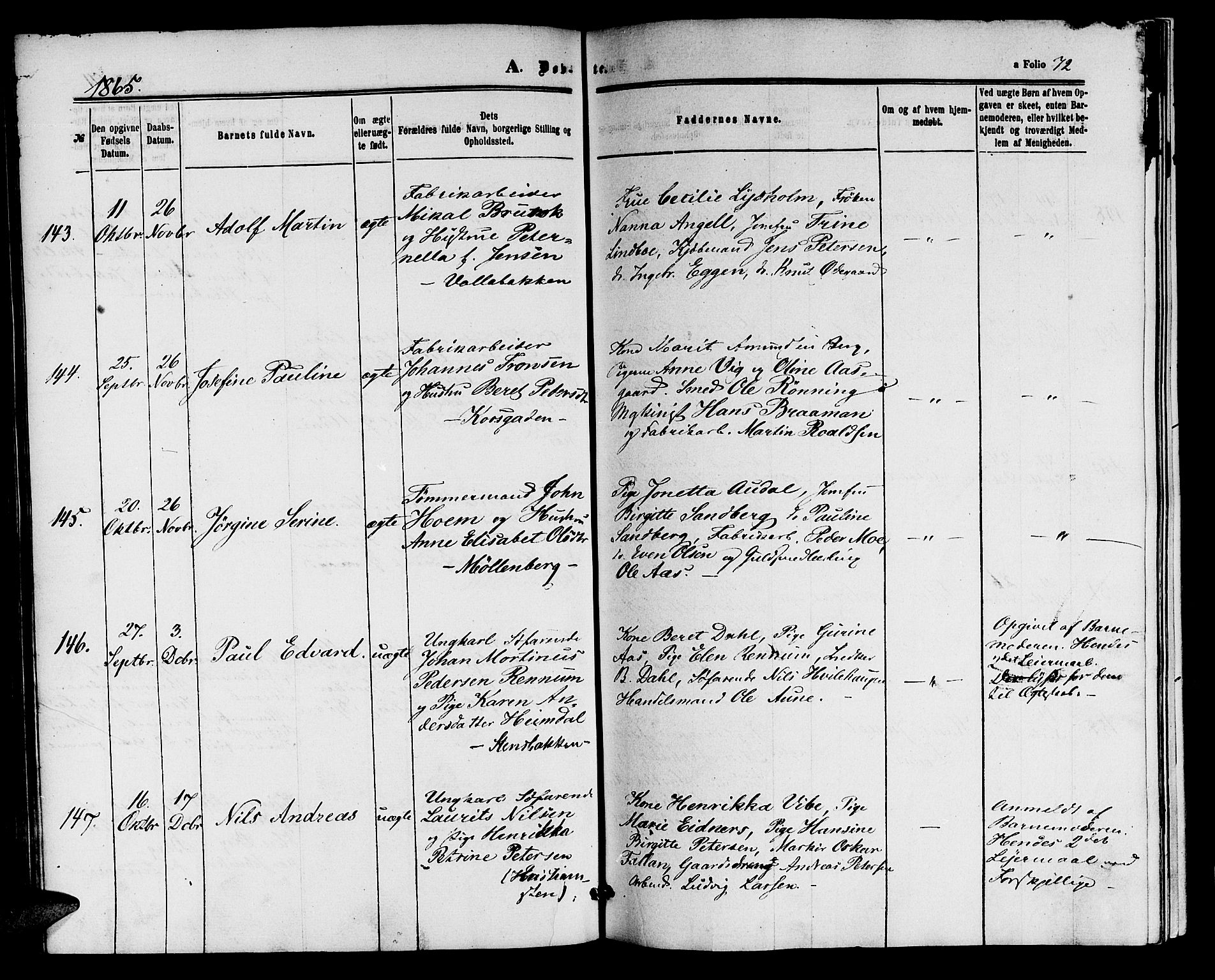 Ministerialprotokoller, klokkerbøker og fødselsregistre - Sør-Trøndelag, AV/SAT-A-1456/604/L0185: Parish register (official) no. 604A06, 1861-1865, p. 72