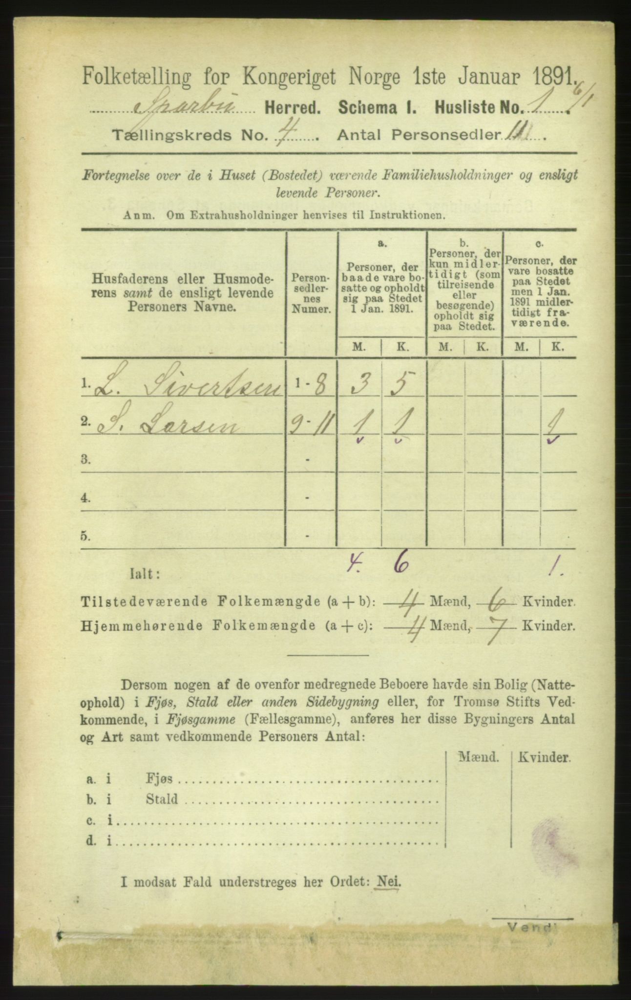 RA, 1891 census for 1731 Sparbu, 1891, p. 1322