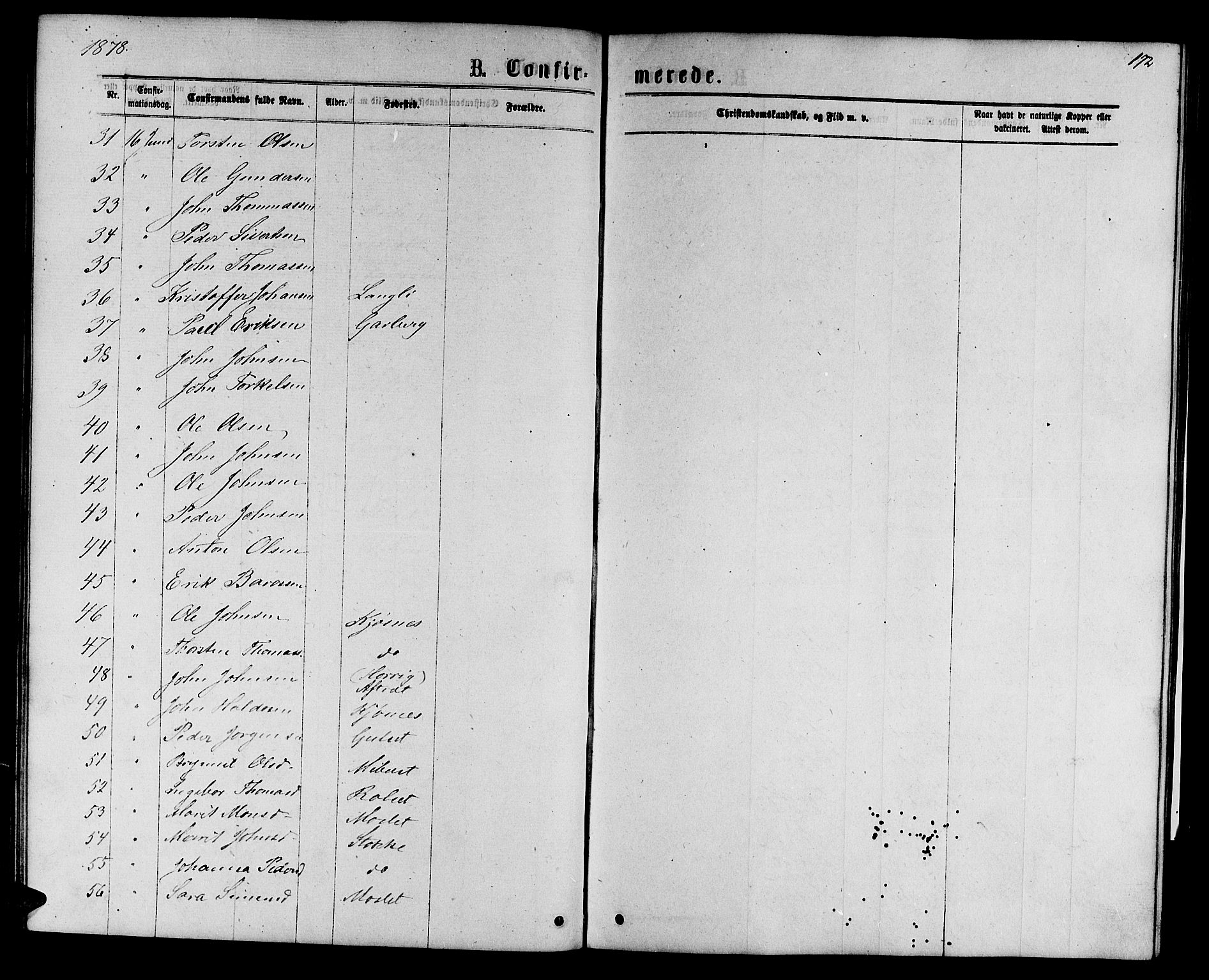 Ministerialprotokoller, klokkerbøker og fødselsregistre - Sør-Trøndelag, AV/SAT-A-1456/695/L1156: Parish register (copy) no. 695C07, 1869-1888, p. 172