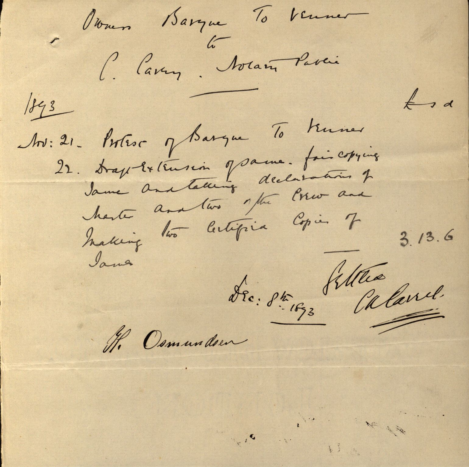 Pa 63 - Østlandske skibsassuranceforening, VEMU/A-1079/G/Ga/L0030/0002: Havaridokumenter / To venner, Emil, Empress, Enterprise, Dacapo, Dato, 1893, p. 27