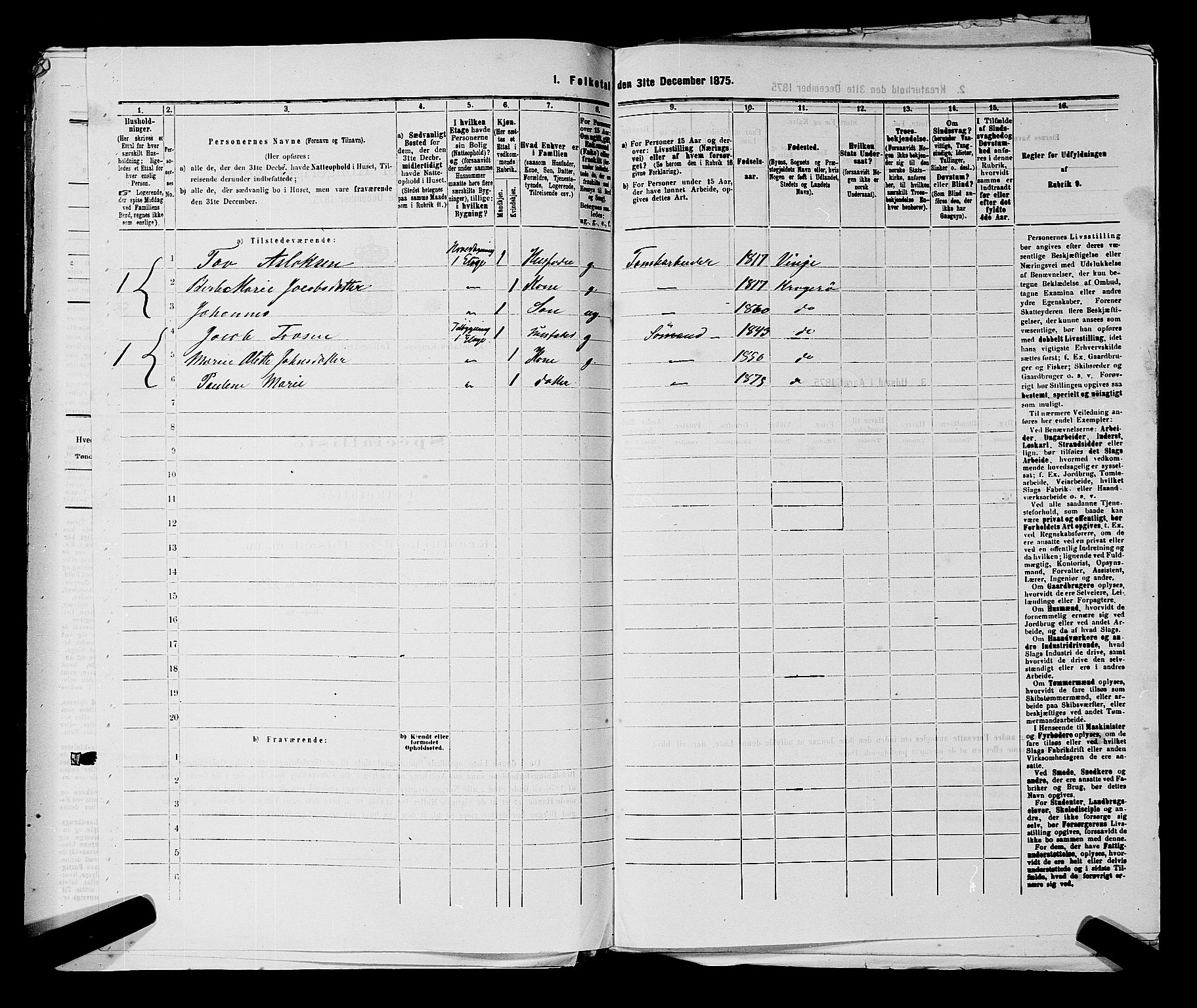 SAKO, 1875 census for 0801P Kragerø, 1875, p. 1204