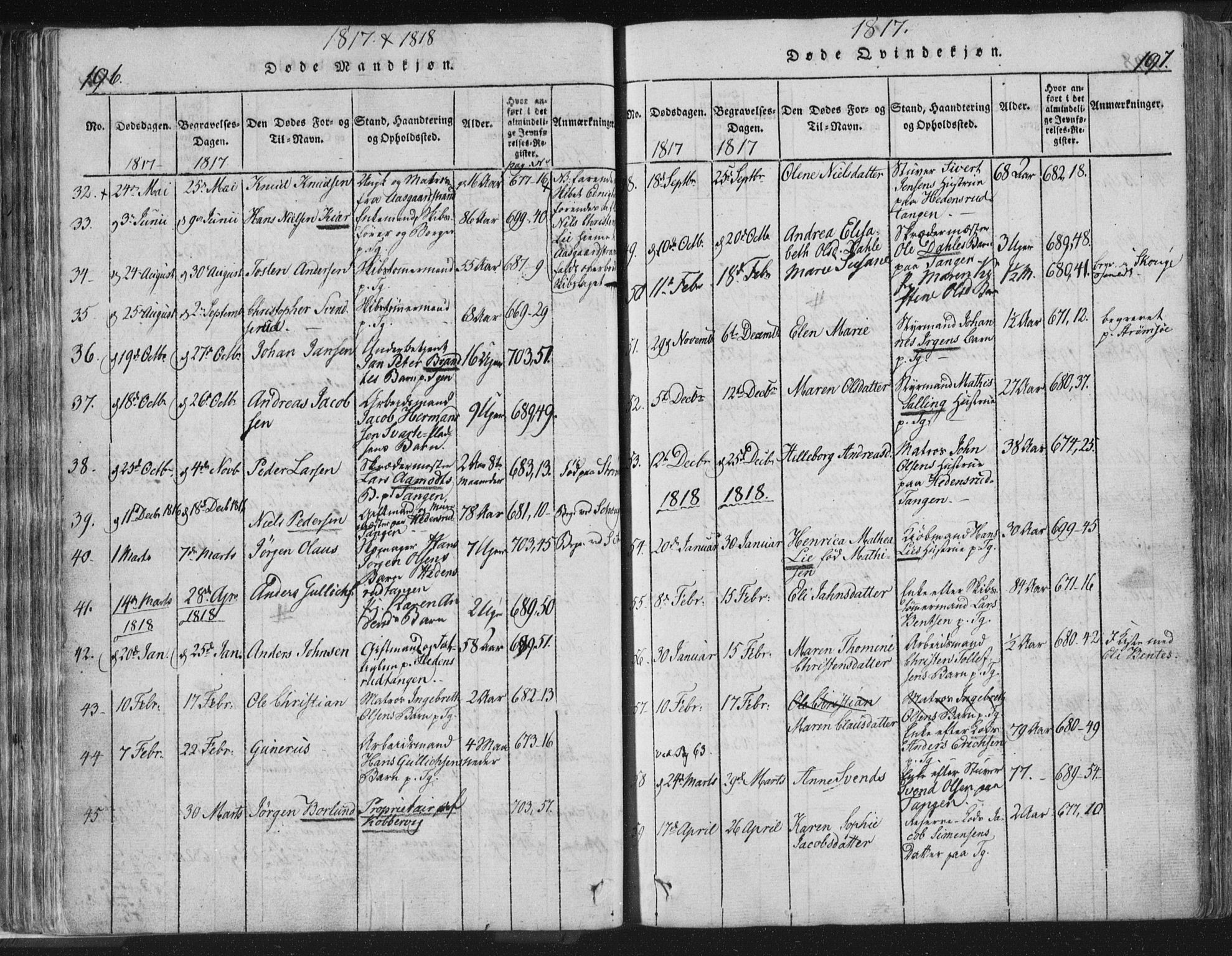 Strømsø kirkebøker, AV/SAKO-A-246/F/Fb/L0004: Parish register (official) no. II 4, 1814-1843, p. 196-197