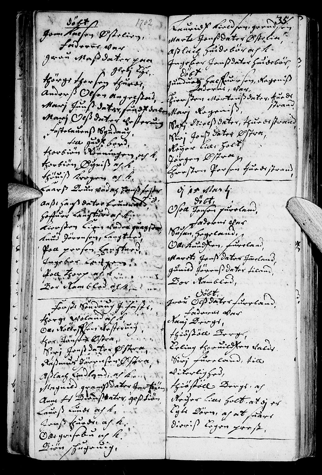 Holt sokneprestkontor, AV/SAK-1111-0021/F/Fb/L0001: Parish register (copy) no. B 1, 1699-1705, p. 35