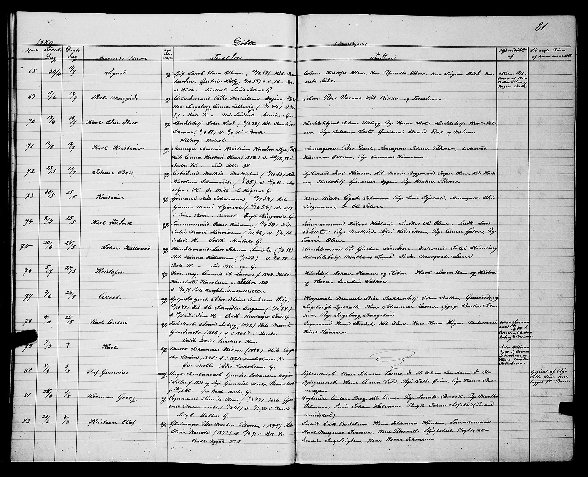 Ministerialprotokoller, klokkerbøker og fødselsregistre - Sør-Trøndelag, AV/SAT-A-1456/604/L0220: Parish register (copy) no. 604C03, 1870-1885, p. 81