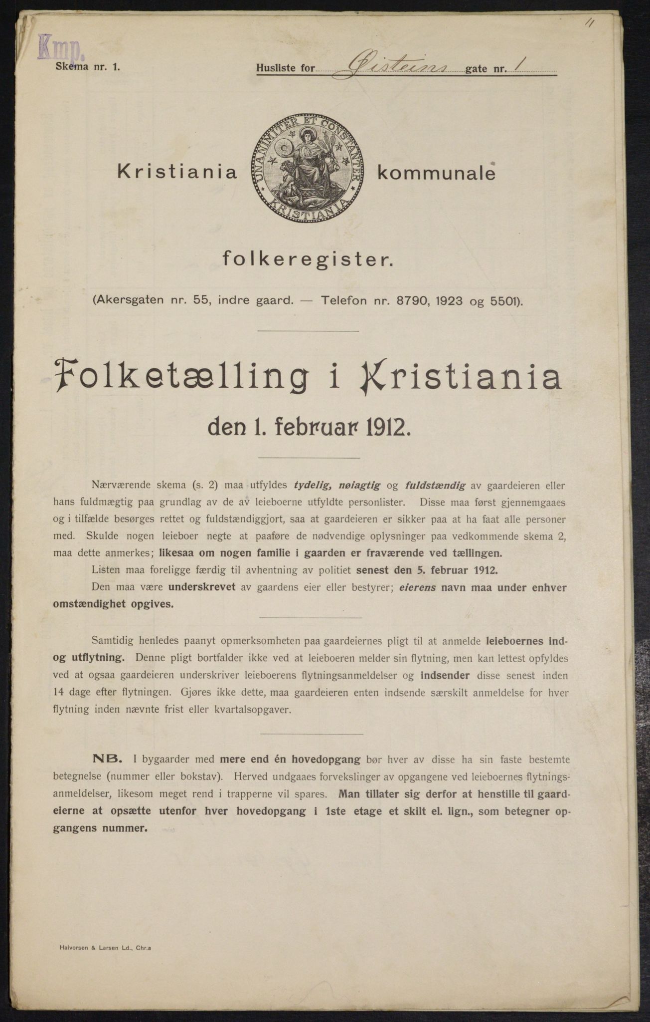 OBA, Municipal Census 1912 for Kristiania, 1912, p. 130287