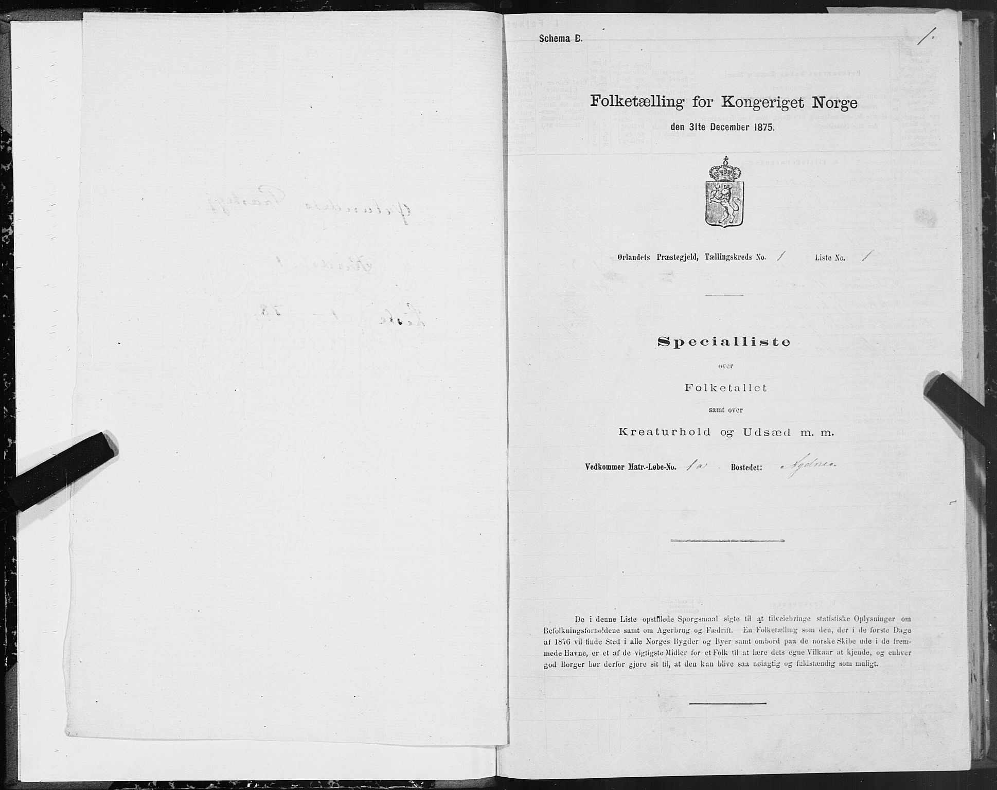 SAT, 1875 census for 1621P Ørland, 1875, p. 1001