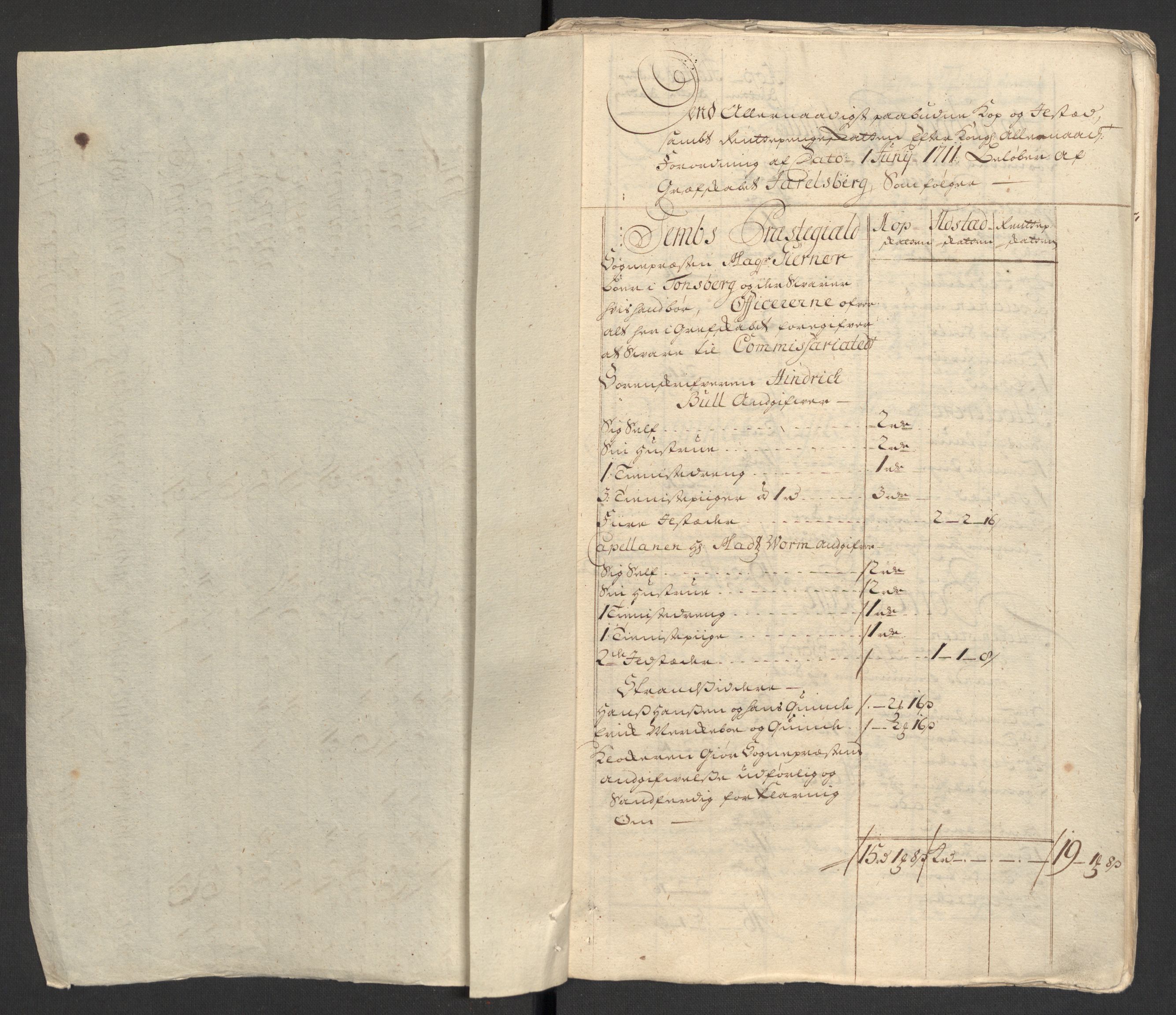 Rentekammeret inntil 1814, Reviderte regnskaper, Fogderegnskap, RA/EA-4092/R32/L1876: Fogderegnskap Jarlsberg grevskap, 1711, p. 314