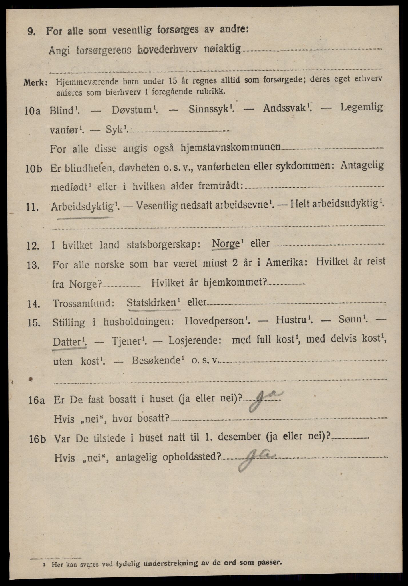 SAT, 1920 census for Stranda, 1920, p. 2426