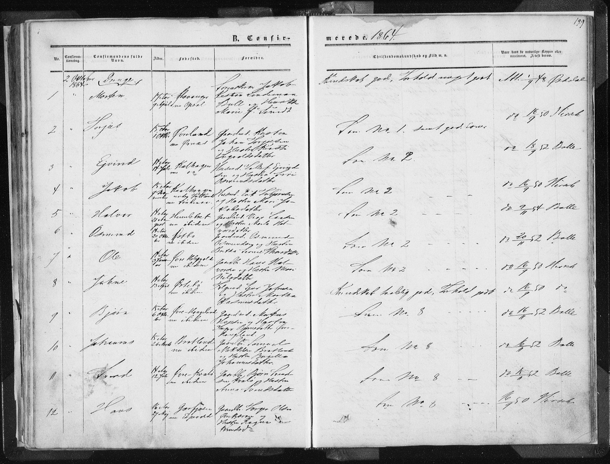 Vikedal sokneprestkontor, AV/SAST-A-101840/01/IV: Parish register (official) no. A 6.1, 1851-1867, p. 199