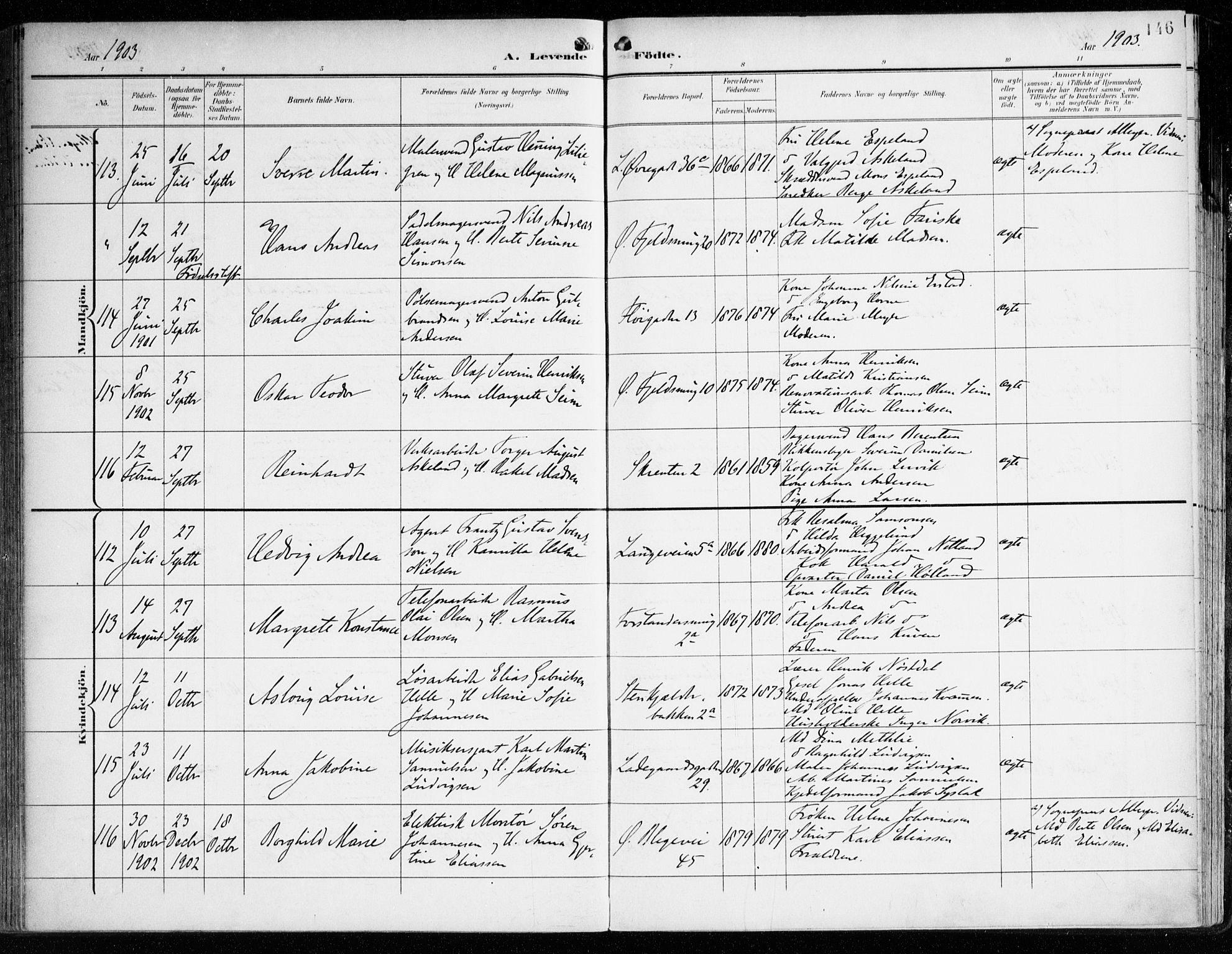 Korskirken sokneprestembete, SAB/A-76101/H/Haa/L0023: Parish register (official) no. B 9, 1899-1908, p. 146