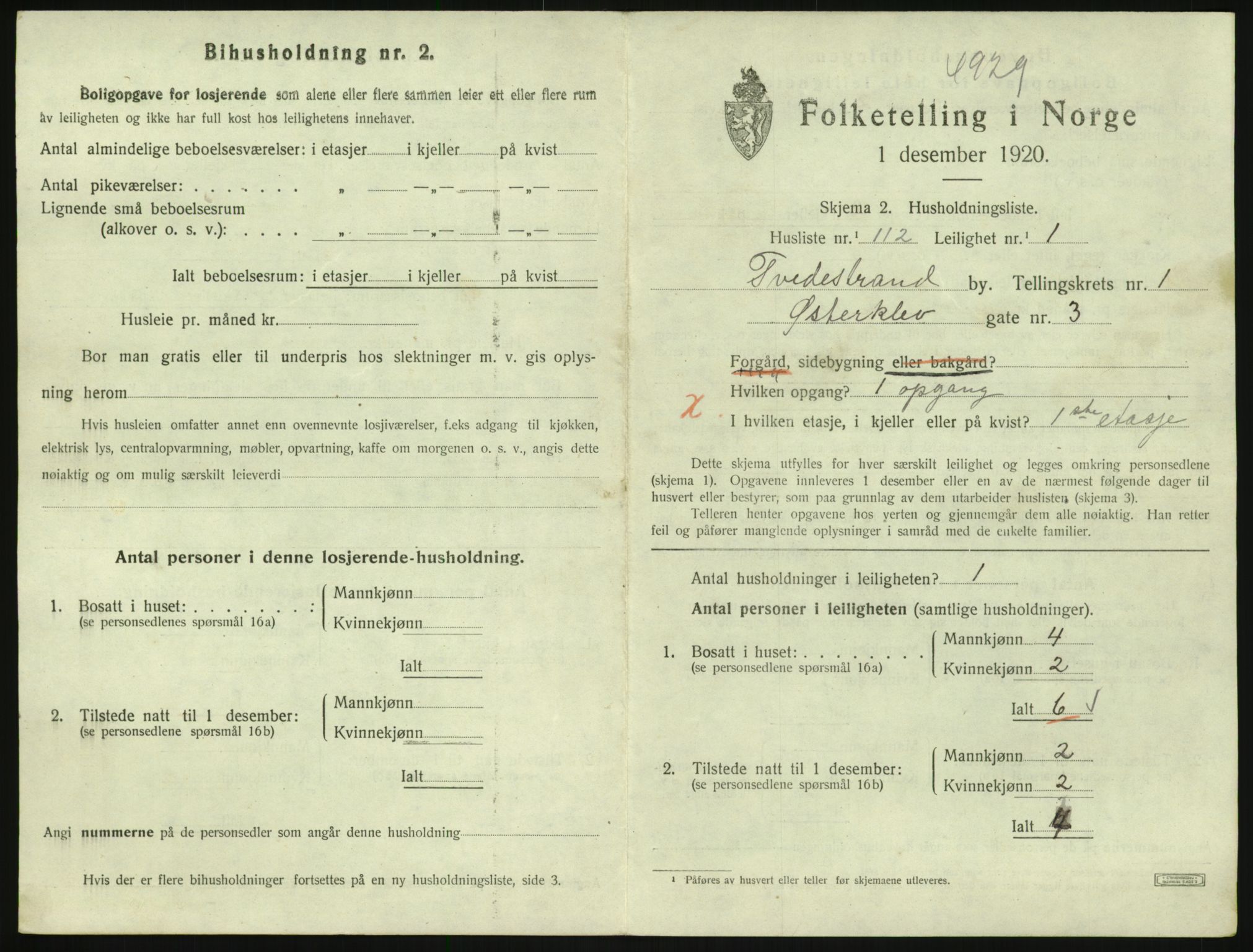 SAK, 1920 census for Tvedestrand, 1920, p. 893