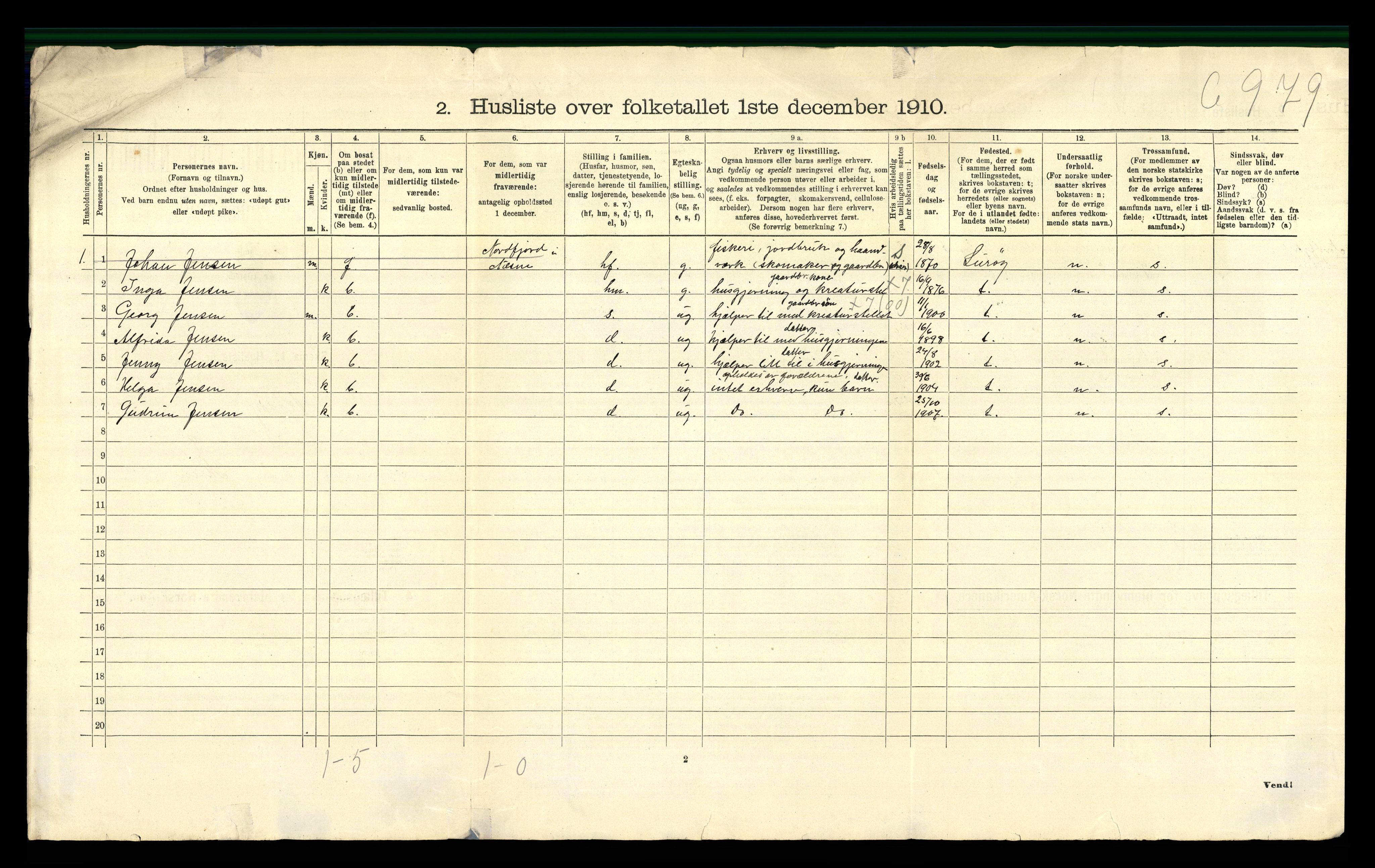 RA, 1910 census for Rødøy, 1910, p. 32