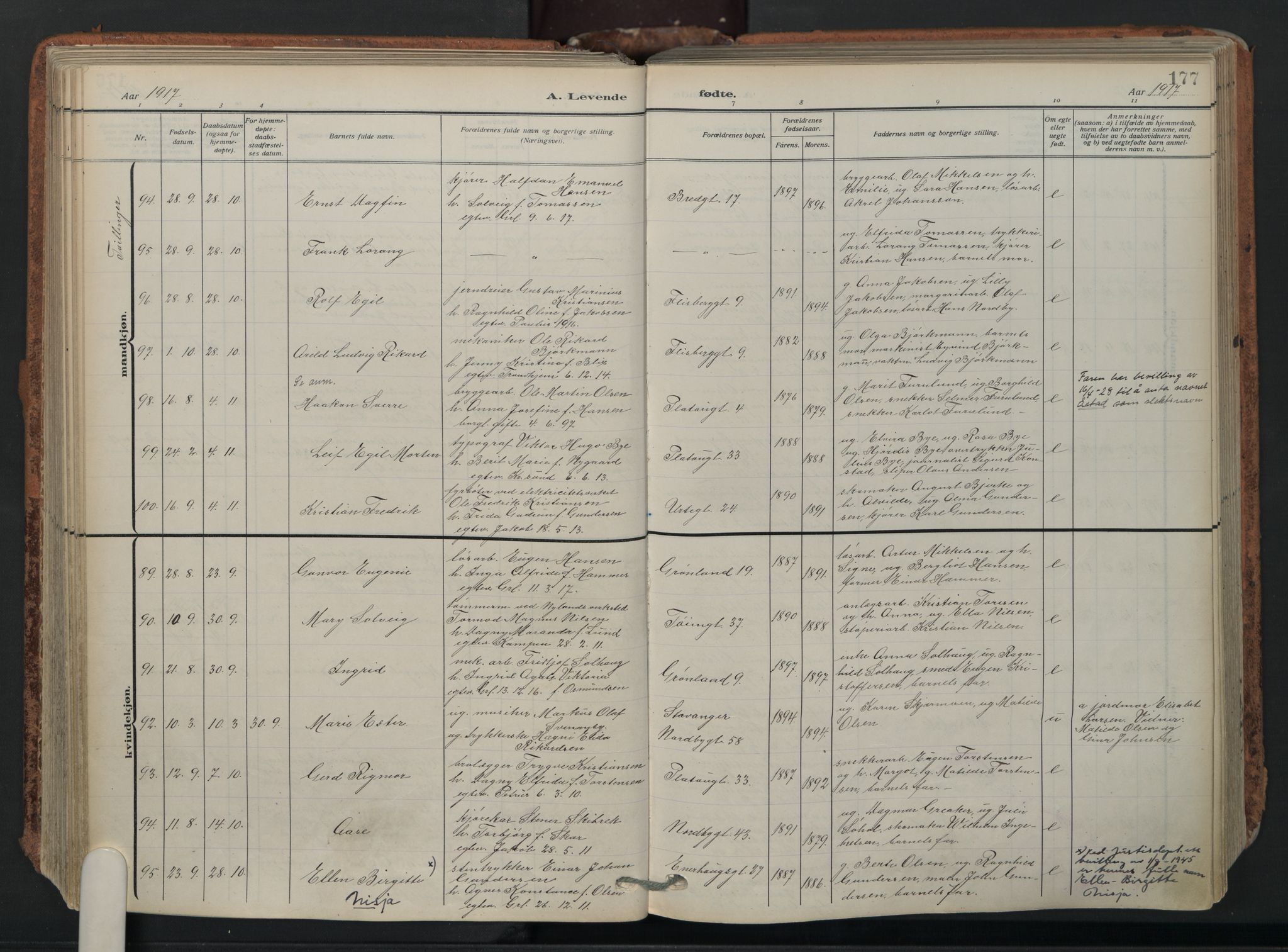 Grønland prestekontor Kirkebøker, SAO/A-10848/F/Fa/L0018: Parish register (official) no. 18, 1911-1945, p. 177