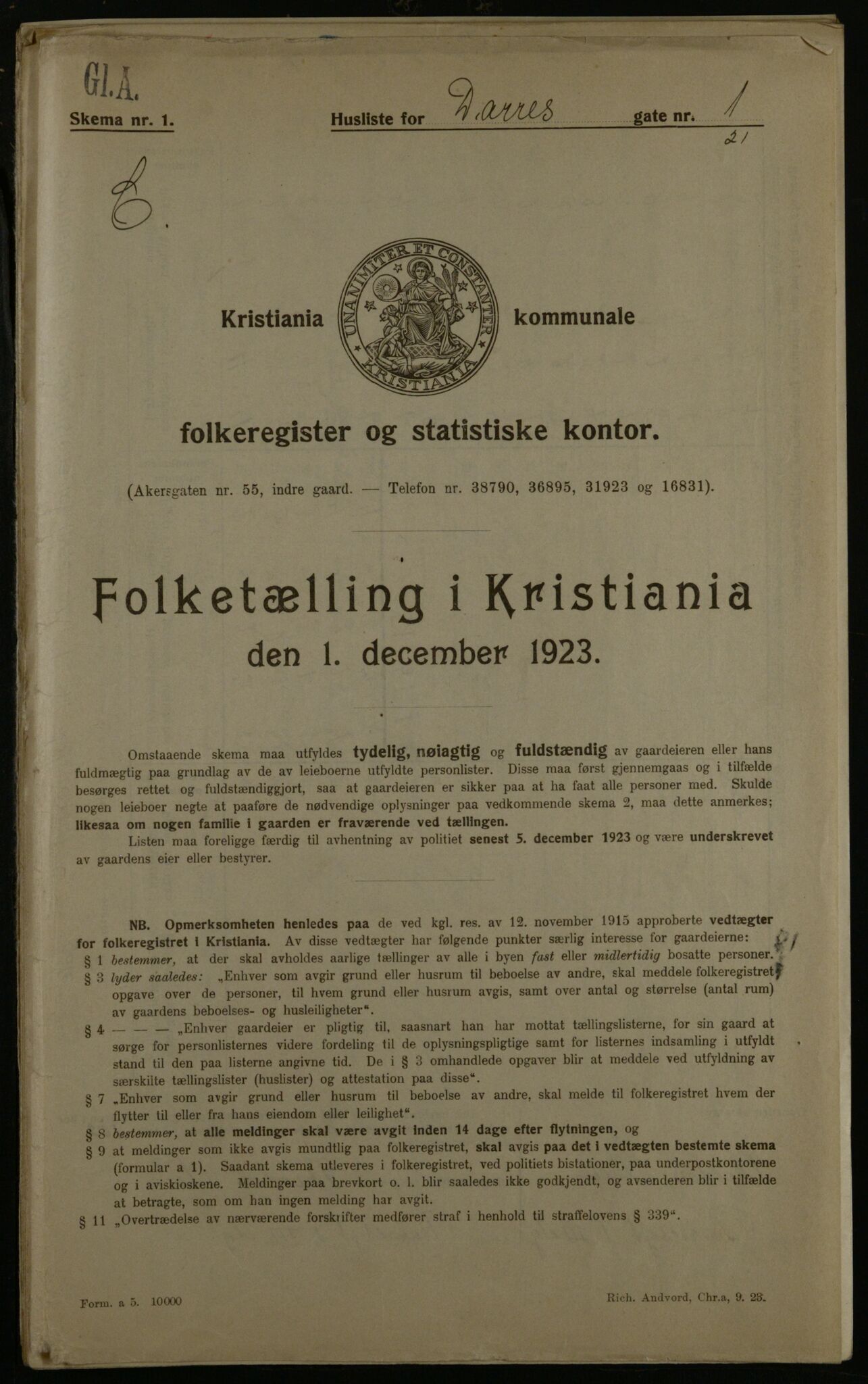 OBA, Municipal Census 1923 for Kristiania, 1923, p. 17134
