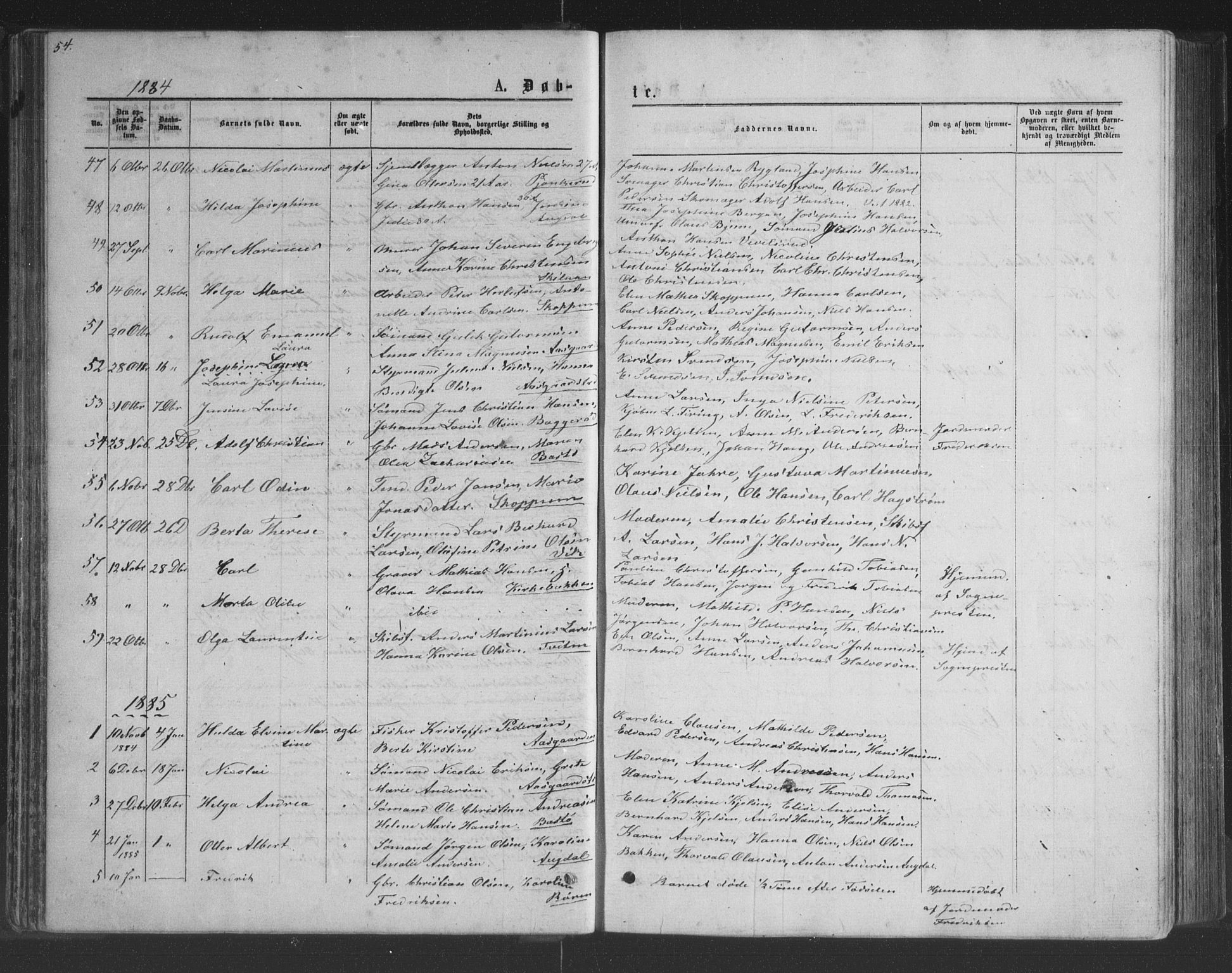 Borre kirkebøker, AV/SAKO-A-338/G/Ga/L0003: Parish register (copy) no. I 3, 1871-1892, p. 54