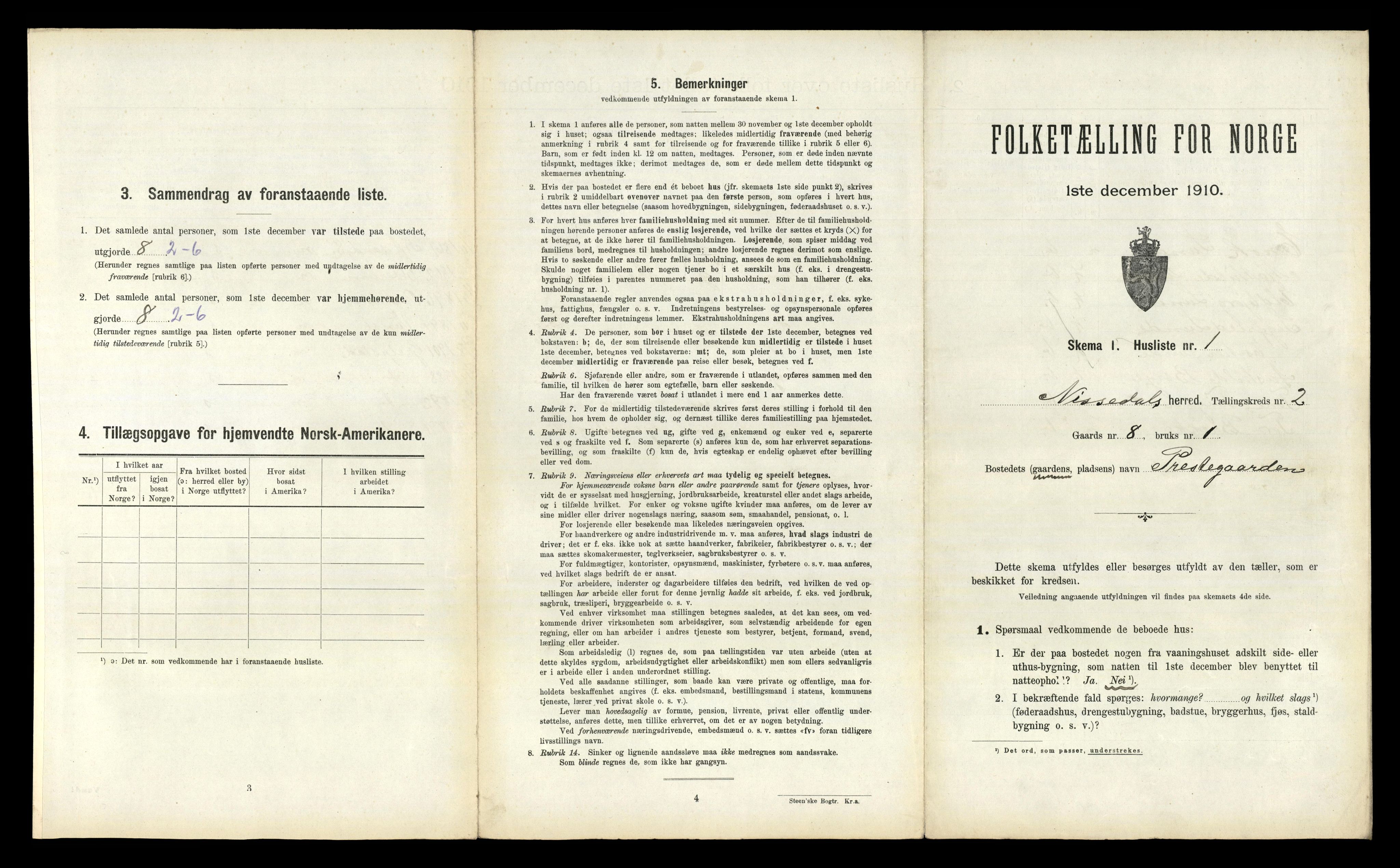 RA, 1910 census for Nissedal, 1910, p. 104