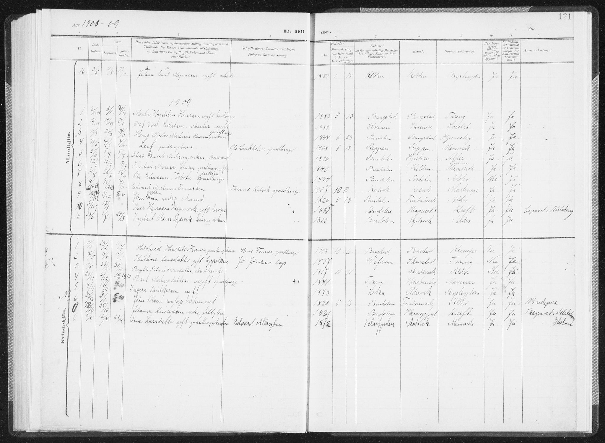 Ministerialprotokoller, klokkerbøker og fødselsregistre - Nordland, AV/SAT-A-1459/810/L0153: Parish register (official) no. 810A12, 1899-1914, p. 131