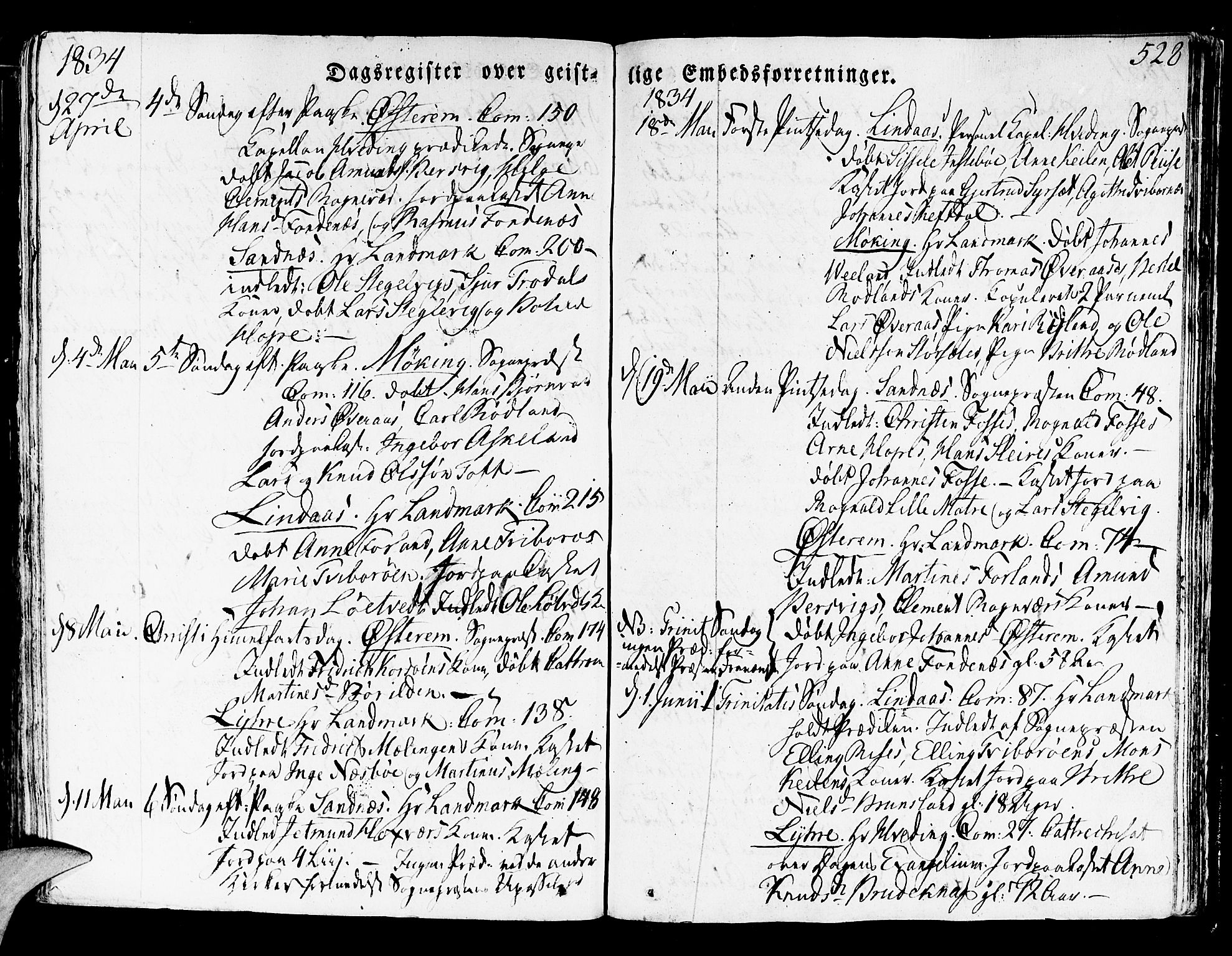 Lindås Sokneprestembete, AV/SAB-A-76701/H/Haa/Haaa/L0008: Parish register (official) no. A 8, 1823-1836, p. 528