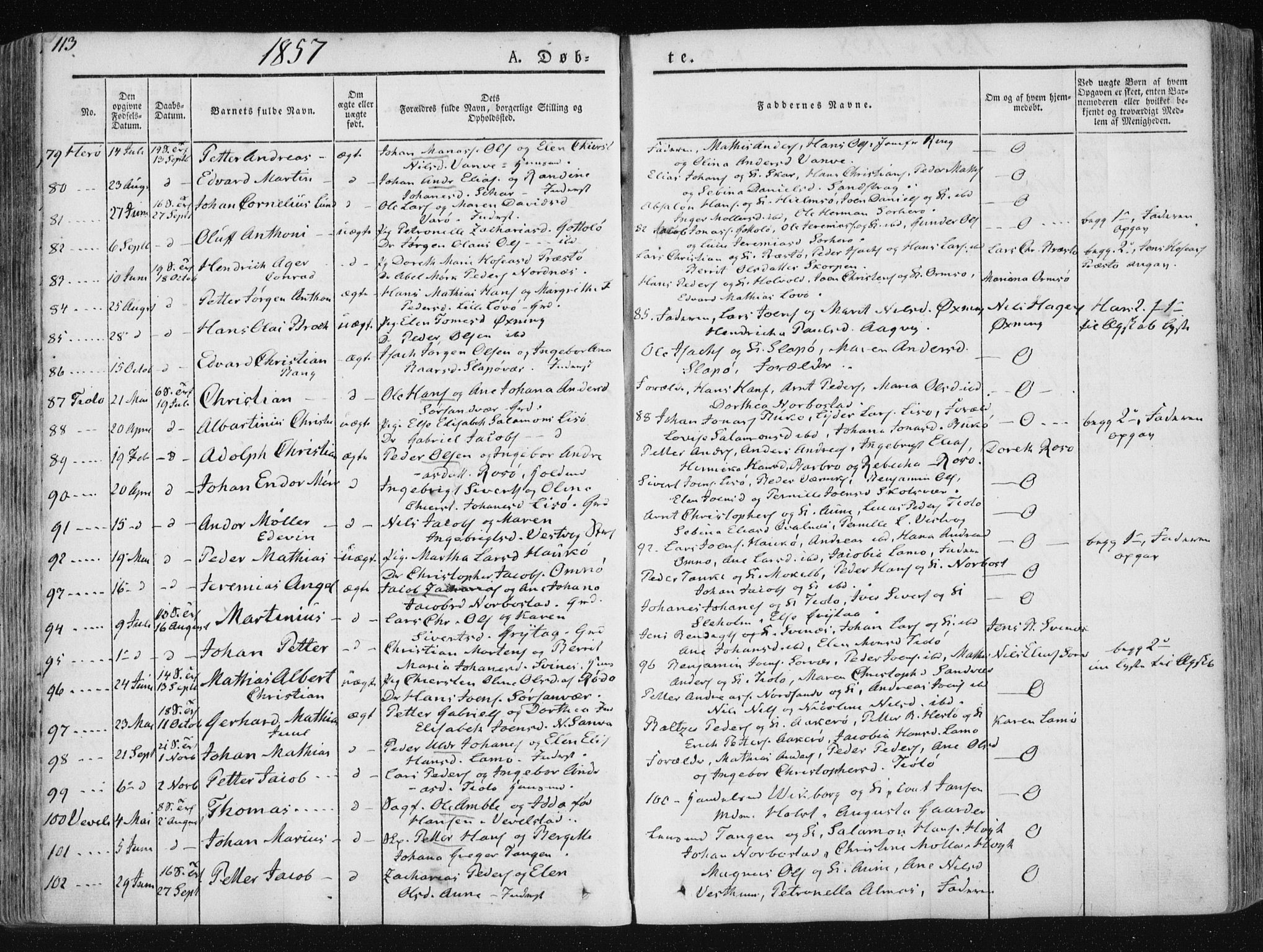 Ministerialprotokoller, klokkerbøker og fødselsregistre - Nordland, SAT/A-1459/830/L0446: Parish register (official) no. 830A10, 1831-1865, p. 113