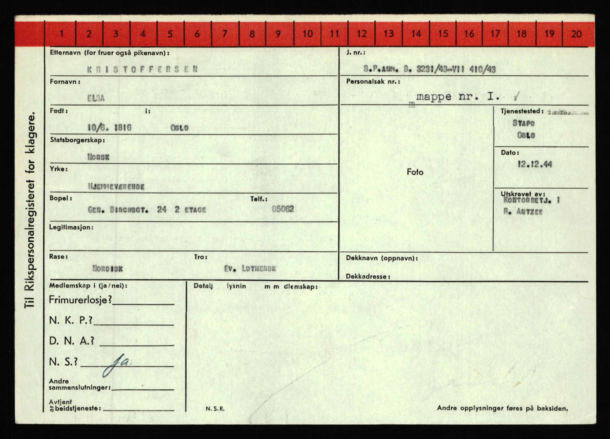 Statspolitiet - Hovedkontoret / Osloavdelingen, AV/RA-S-1329/C/Ca/L0009: Knutsen - Limstrand, 1943-1945, p. 1714